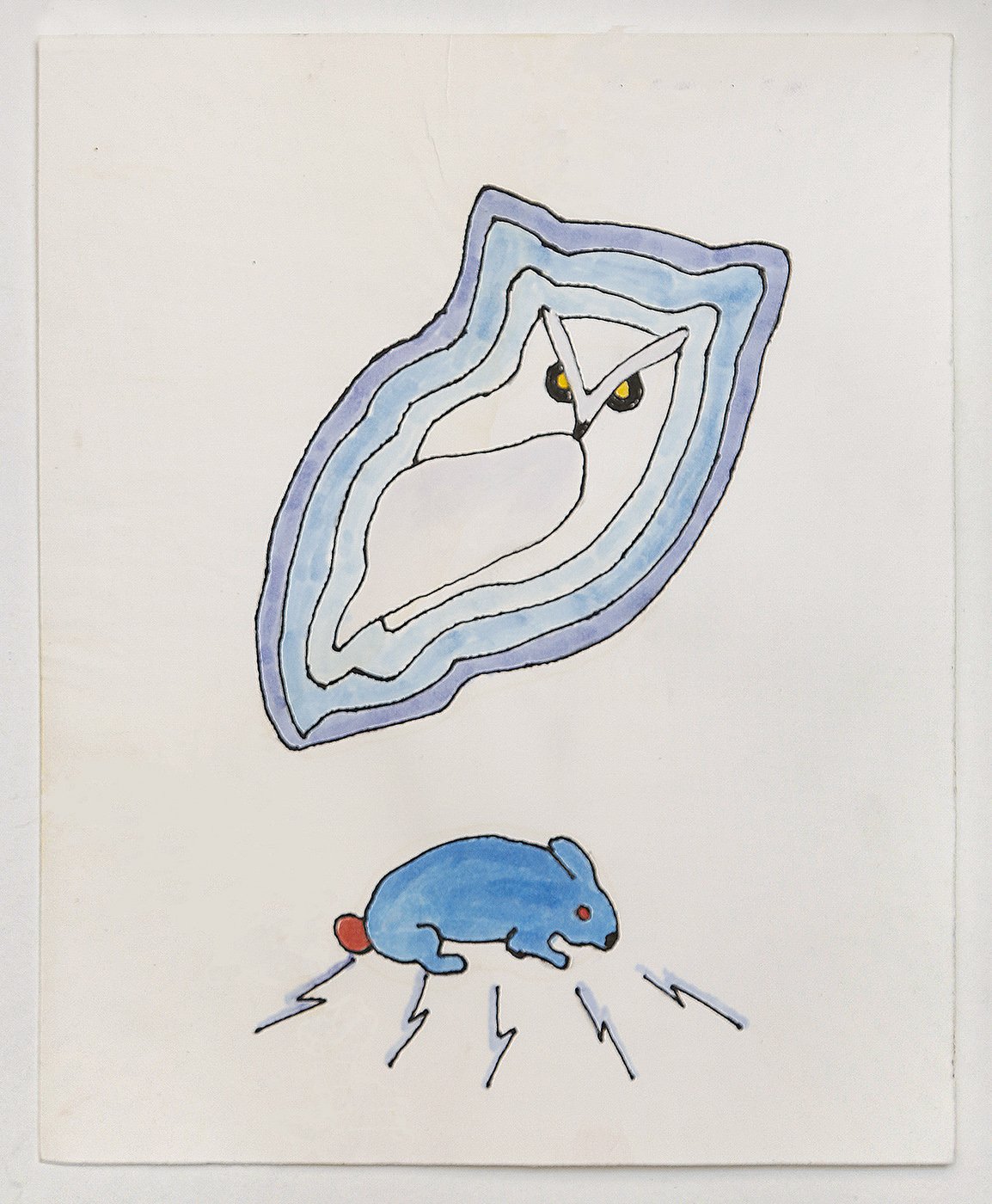 "Blue Hunter," 2022, gouache, India ink, 11" x 9"