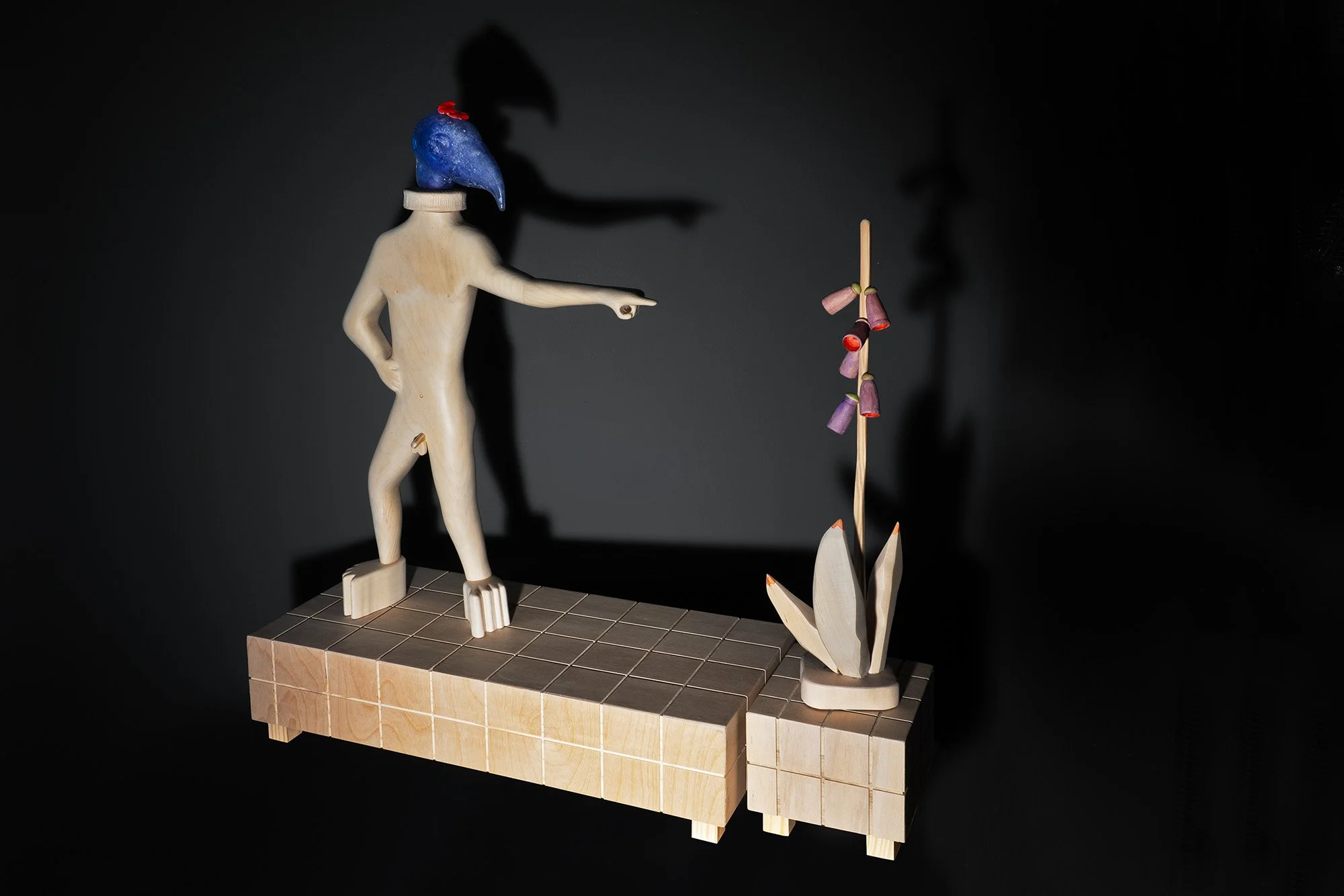 "In the Garden of Earthly Delights", 2024, Wood, gouache, glass, 28.5” x 34” x 10”