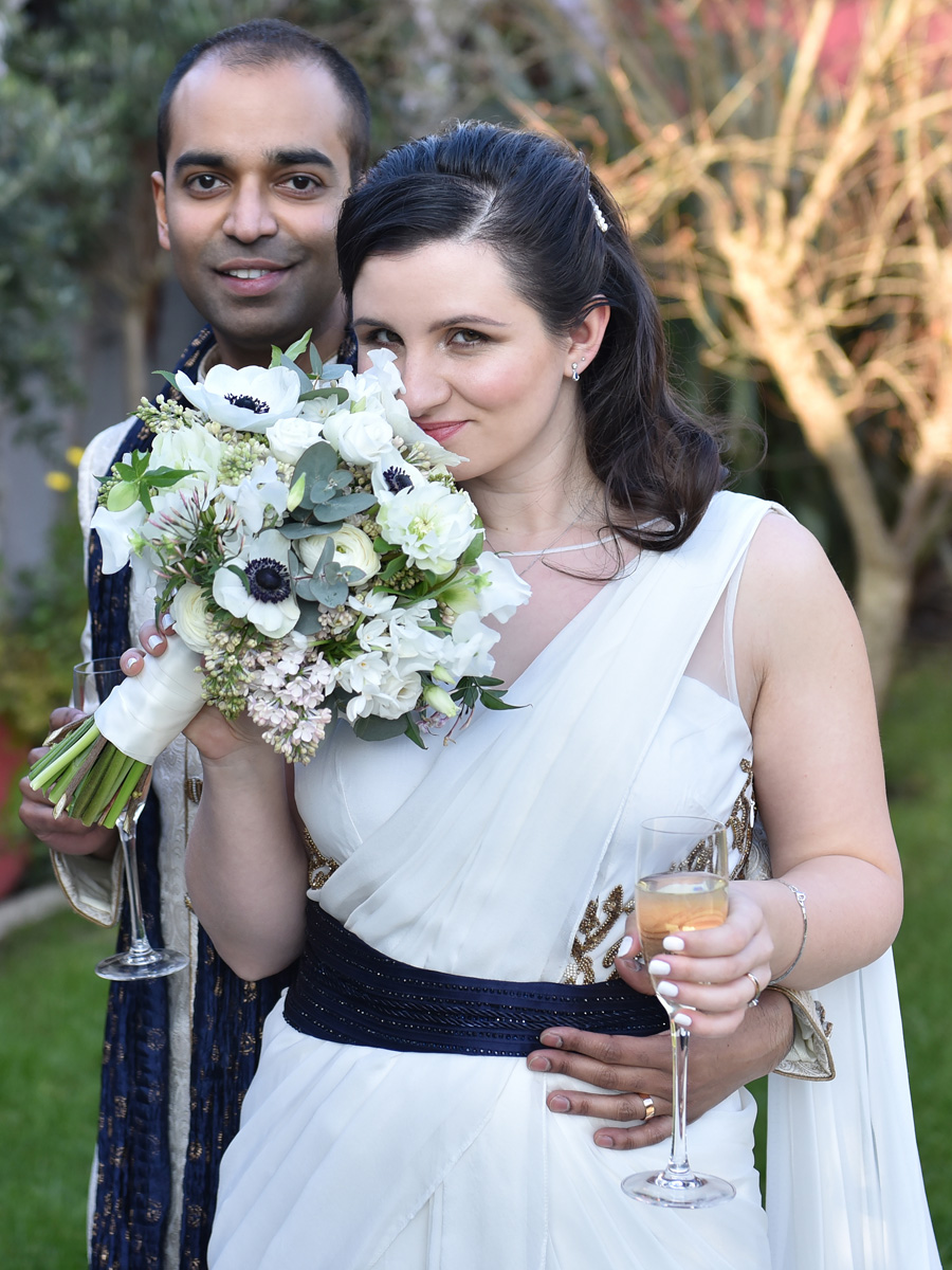 Amrish and Oana, April 2016, Kensington Roof Gardens, London Photo Credit: Nigel Pacguette