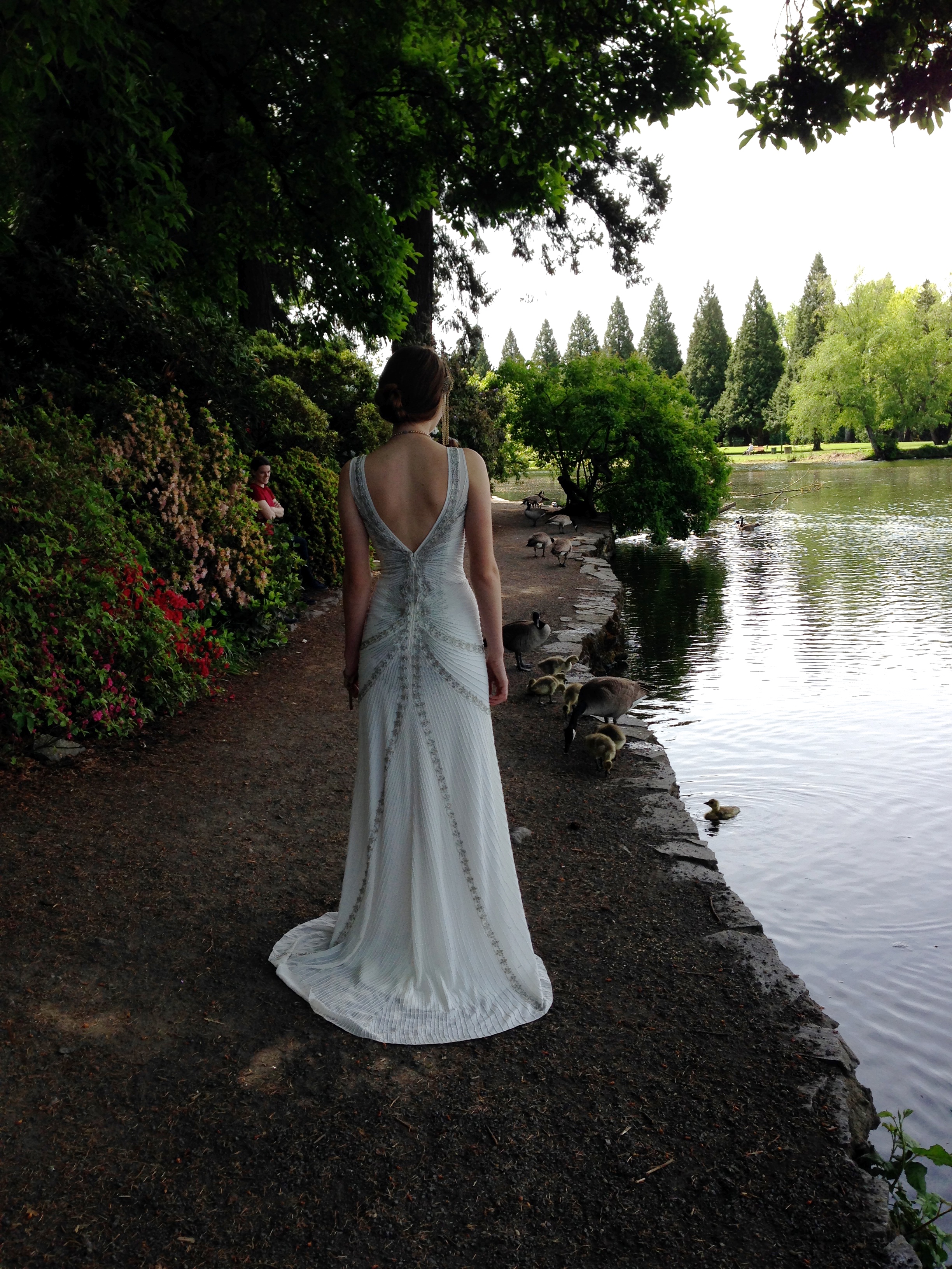 The gorgeous Blaine by Nicole Miller, as seen in a behind-the-scenes photograph from our look book shoot. Blaine is glitzy, glamorous, and comfortable - all of the qualities you want in a wedding dress!