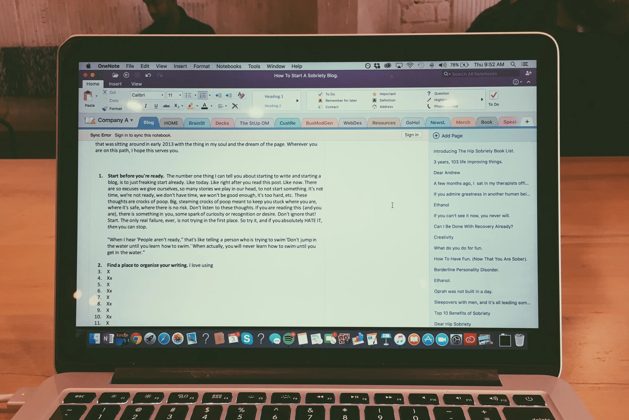 My OneNote as of this morning. I am in the middle of writing 4,823 blogs.