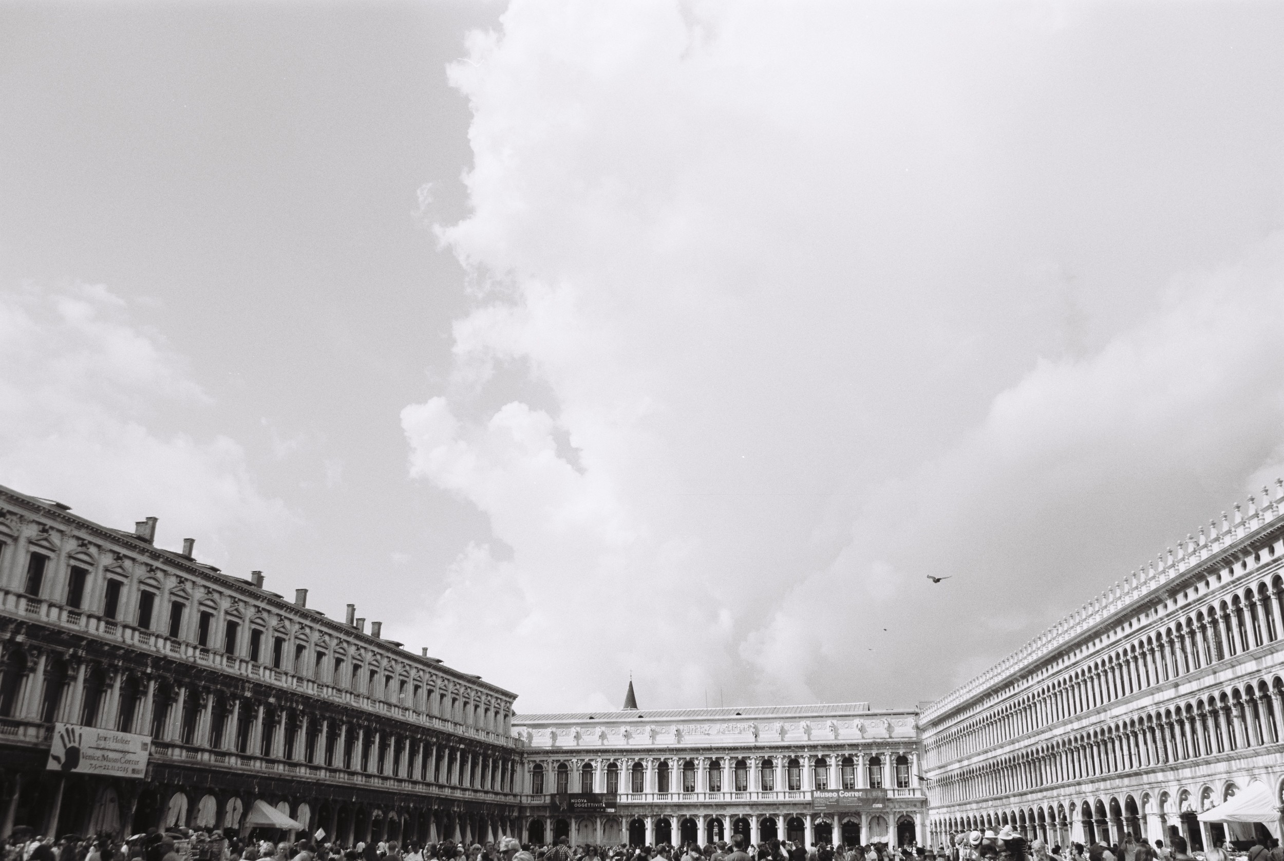 St Mark's Square, which floods during the day. At around lunch the sea started making it's way through the drains. "Opposite Drains". Odd.