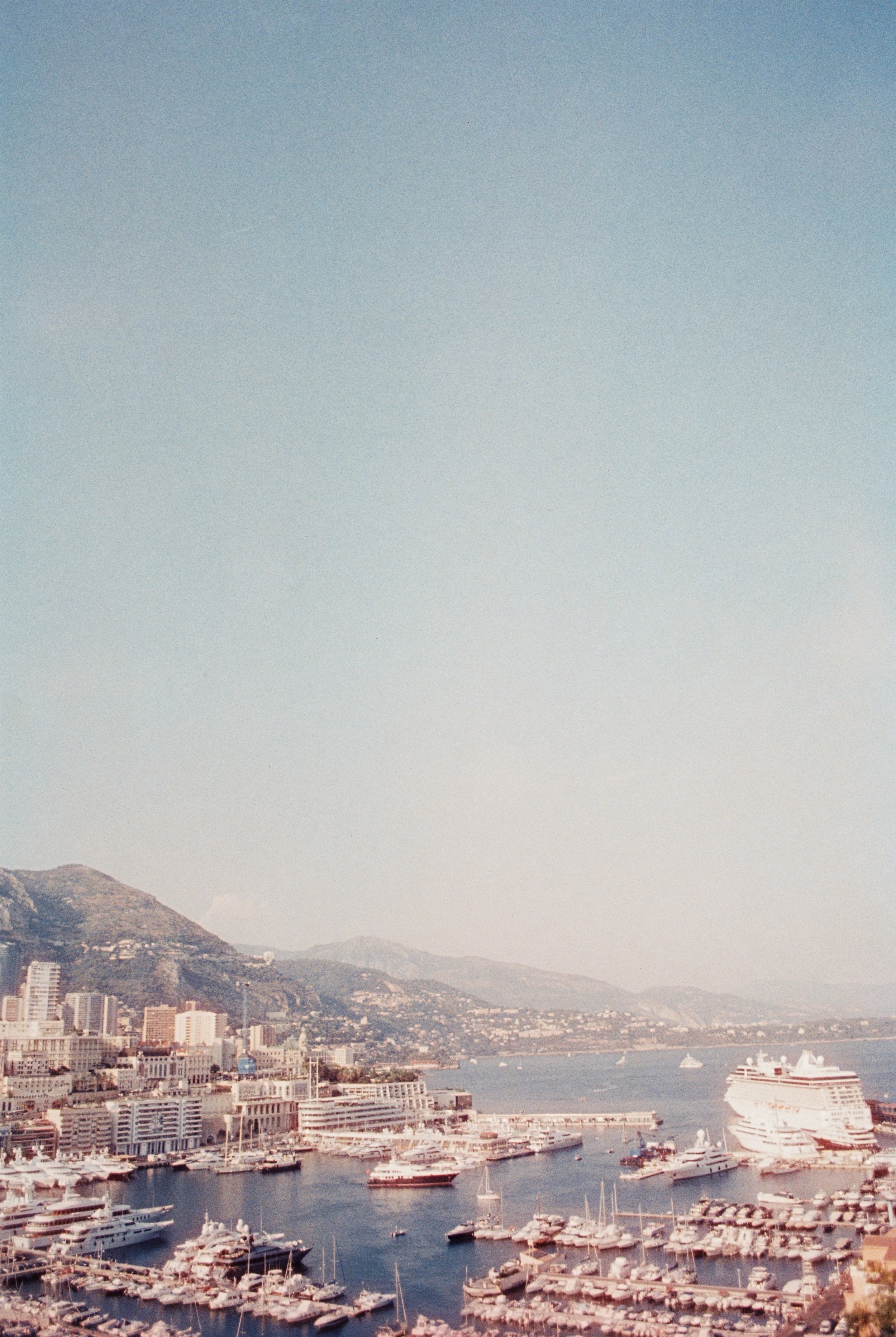 Cinestill 800T shot at 1600 (+2) daytime in Monaco, French Riviera. - Due to it's tungsten white balance, without filtration it gives daylight a blue/ purple tint. This can be corrected with filtration (85B - warm)