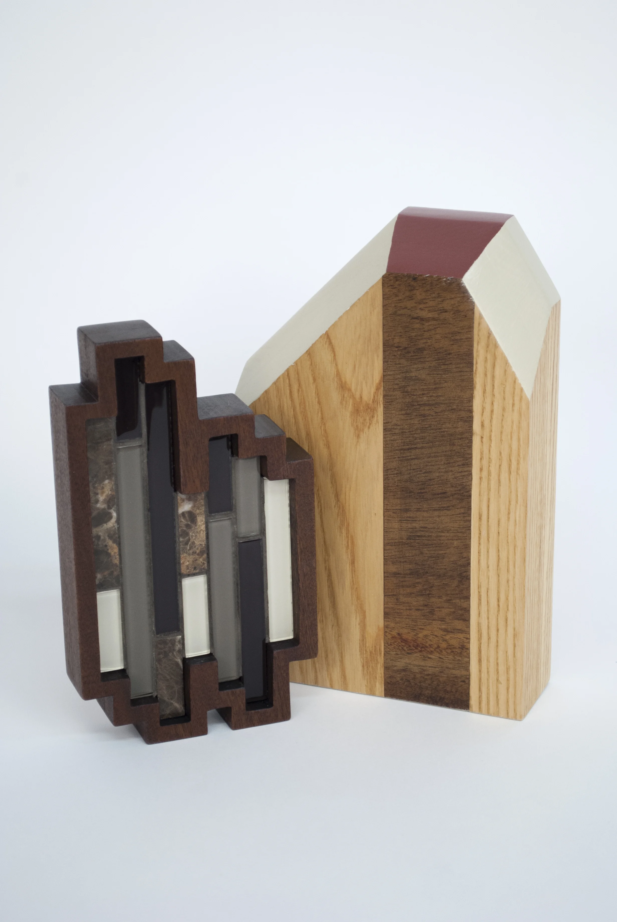 Chateau Emperador (2015) Various hardwoods, latex paint, mosaic backsplash, grout 3 x 8 x 11 inches
