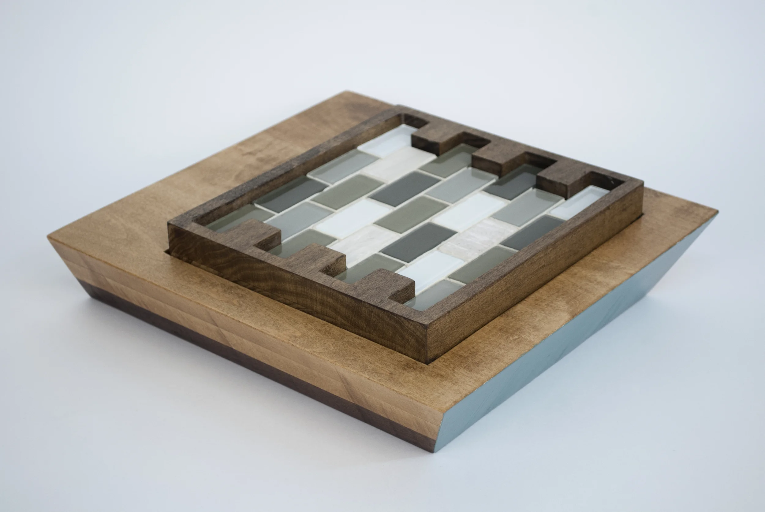 Blended Foundation (2016) Various hardwoods, latex enamel, mosaic backsplash, grout 3 x 16 x 11 inches