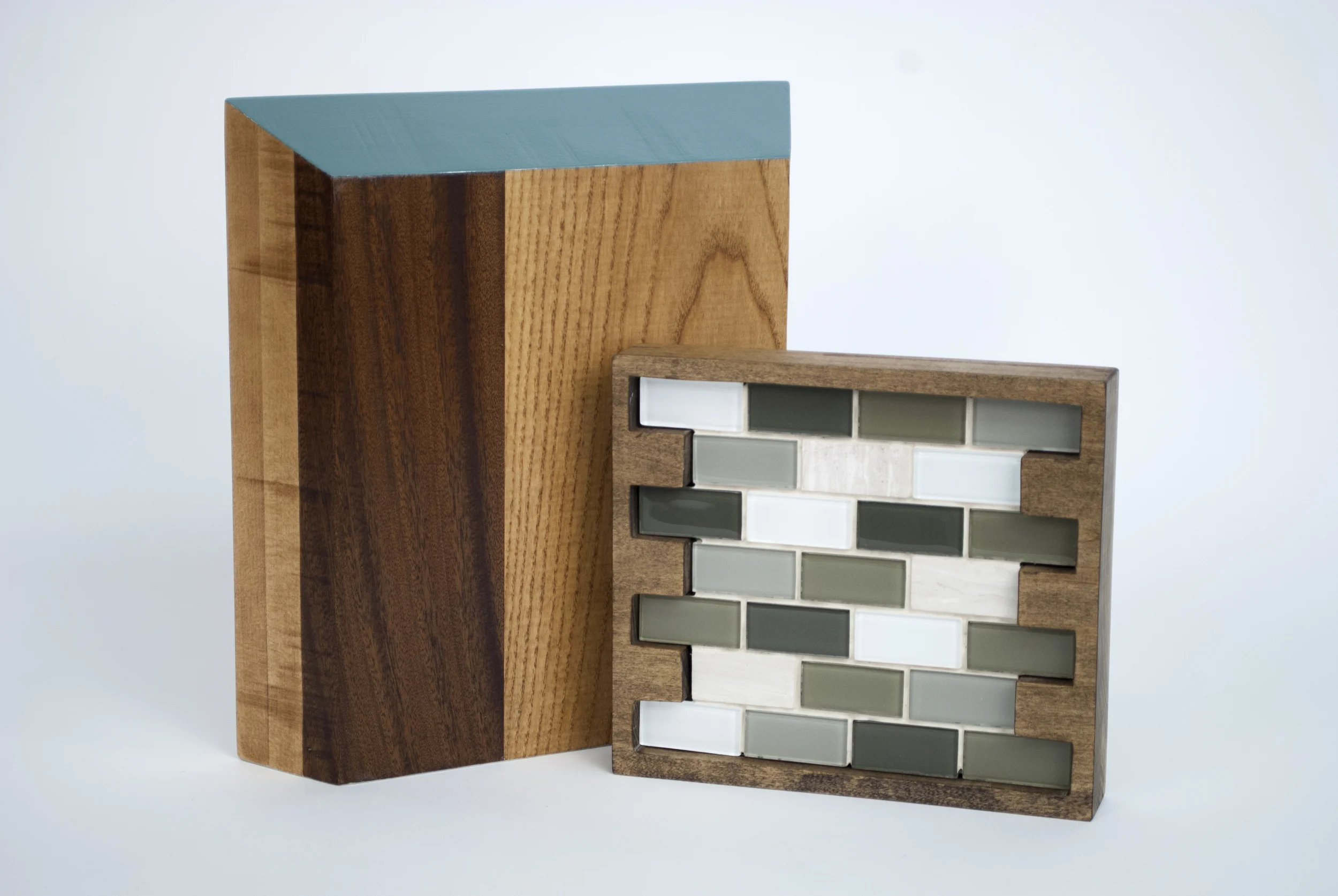 Blended Foundation (2016) Various hardwoods, latex enamel, mosaic backsplash, grout 3 x 16 x 11 inches