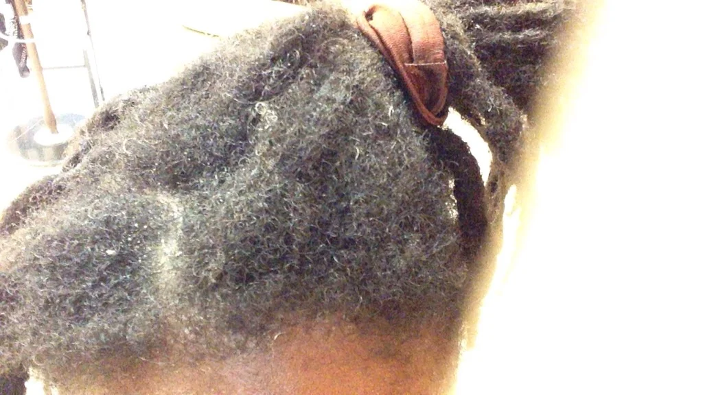 Opposed to hair that is coated with sebum, sweat, product and/or lint which has less movement, and appears puffy and quickly unravels. 