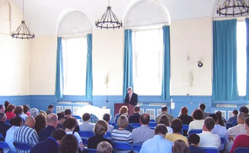 First morning worship service – held at the American School for the Deaf