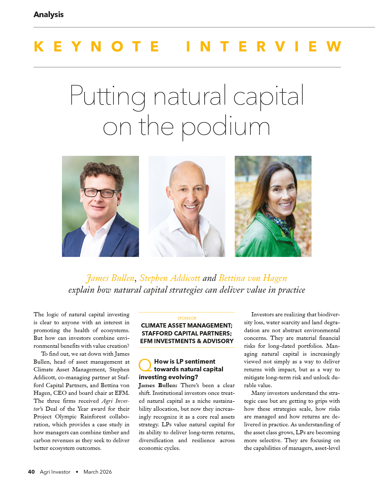 Stafford Capital Partners on Agri Investor's Deal of the Year: What Olympic Rainforest Reveals About Natural Capital Investing