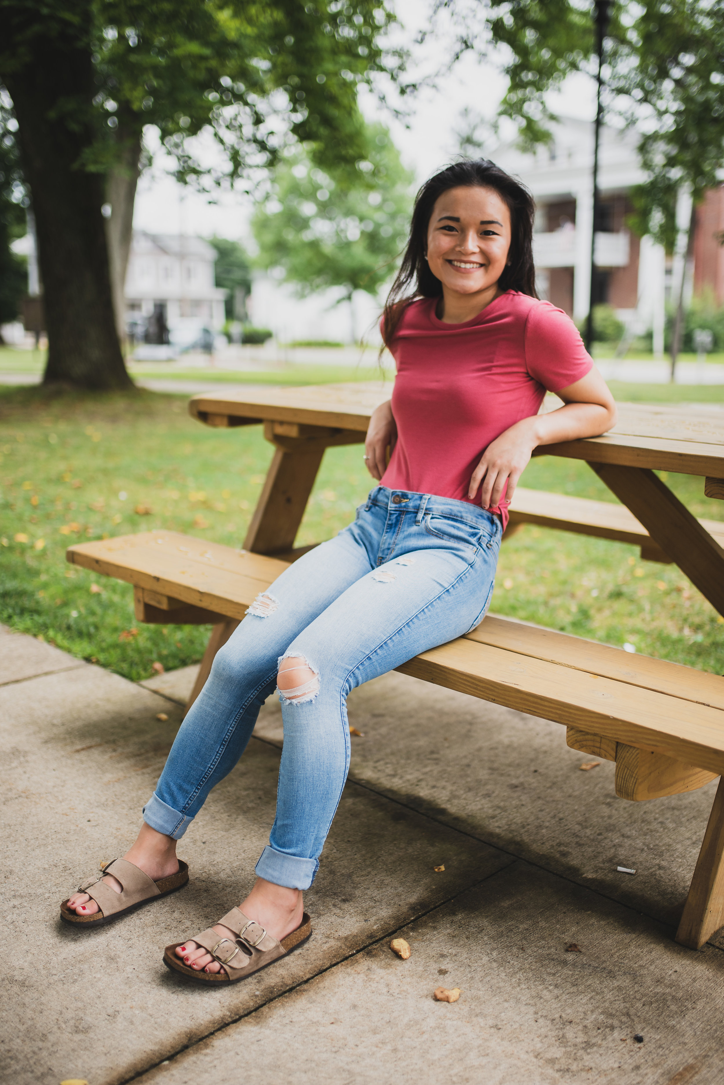 Clarion PA town square portrait on a bench