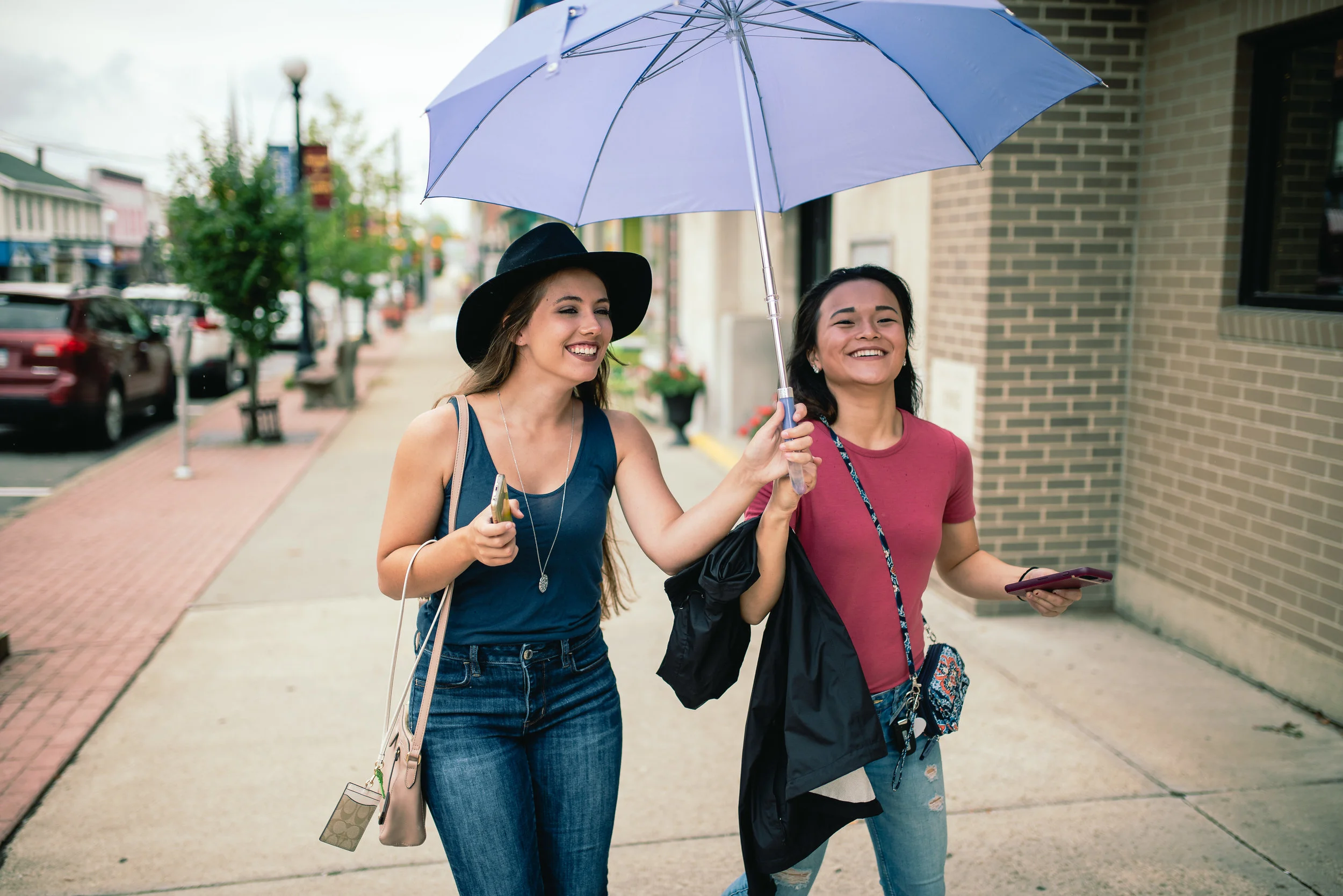 Models walking down main street Clarion PA
