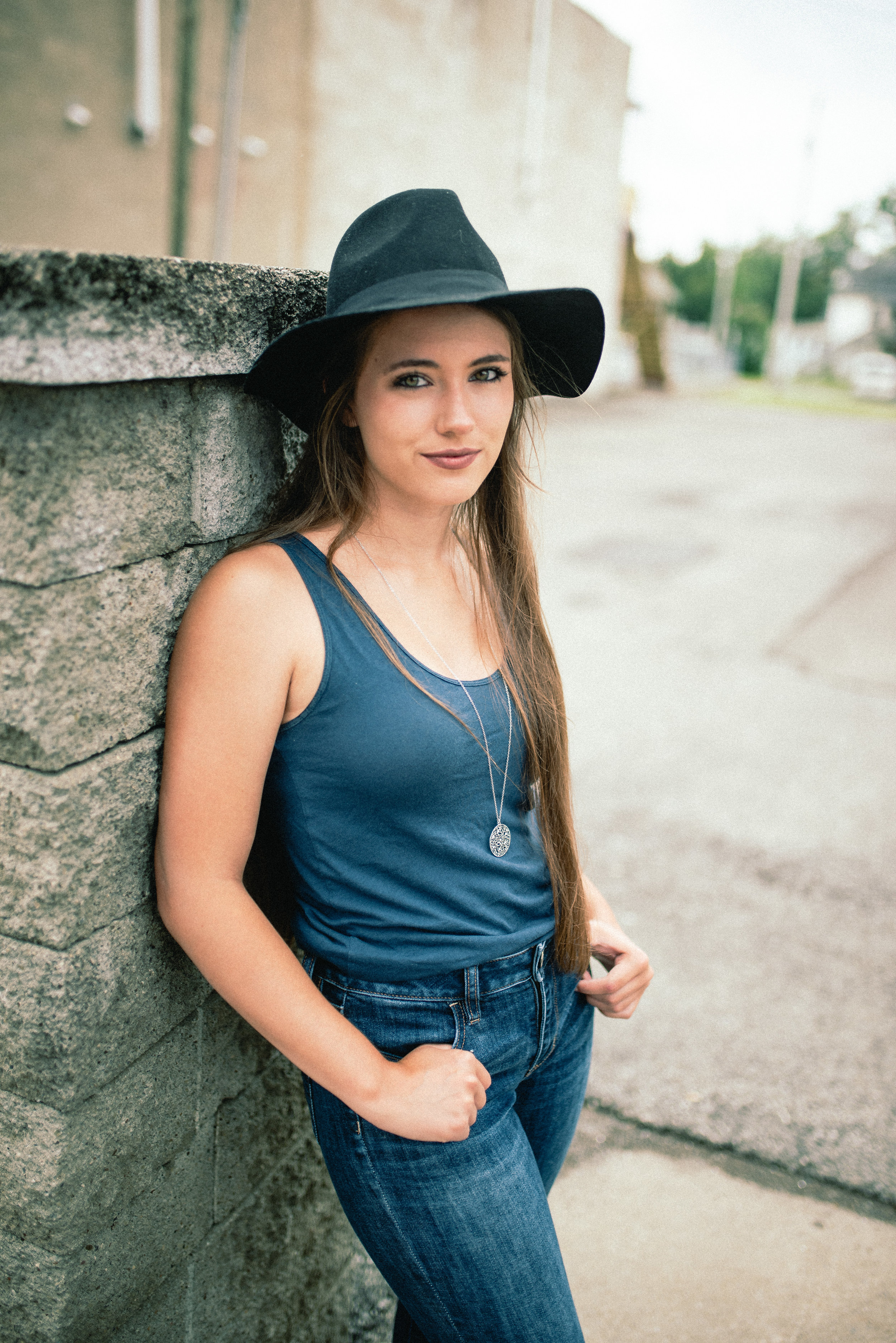 Portrait of girl on main street in Clarion PA