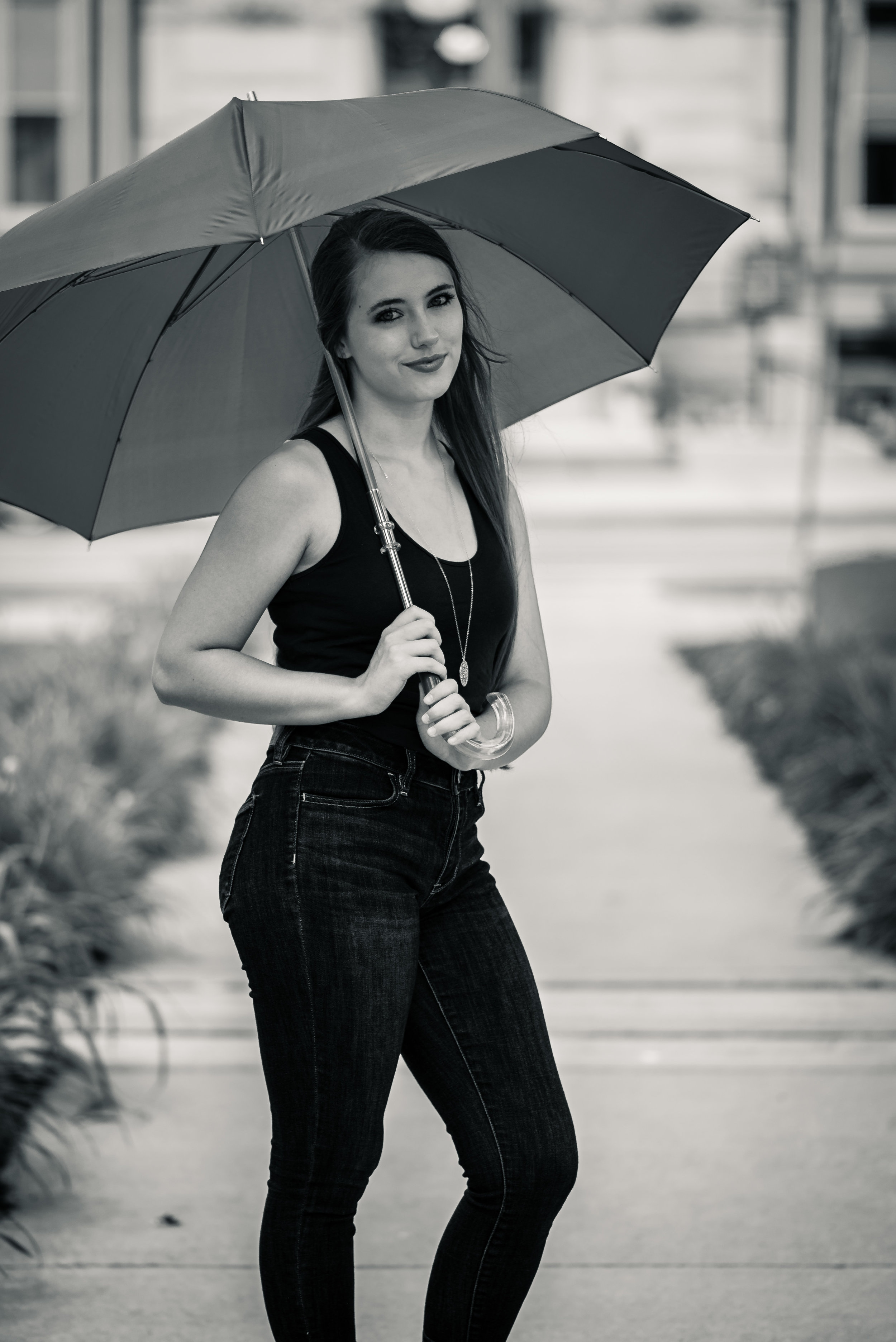 Black and white umbrella portrait in Clarion PA