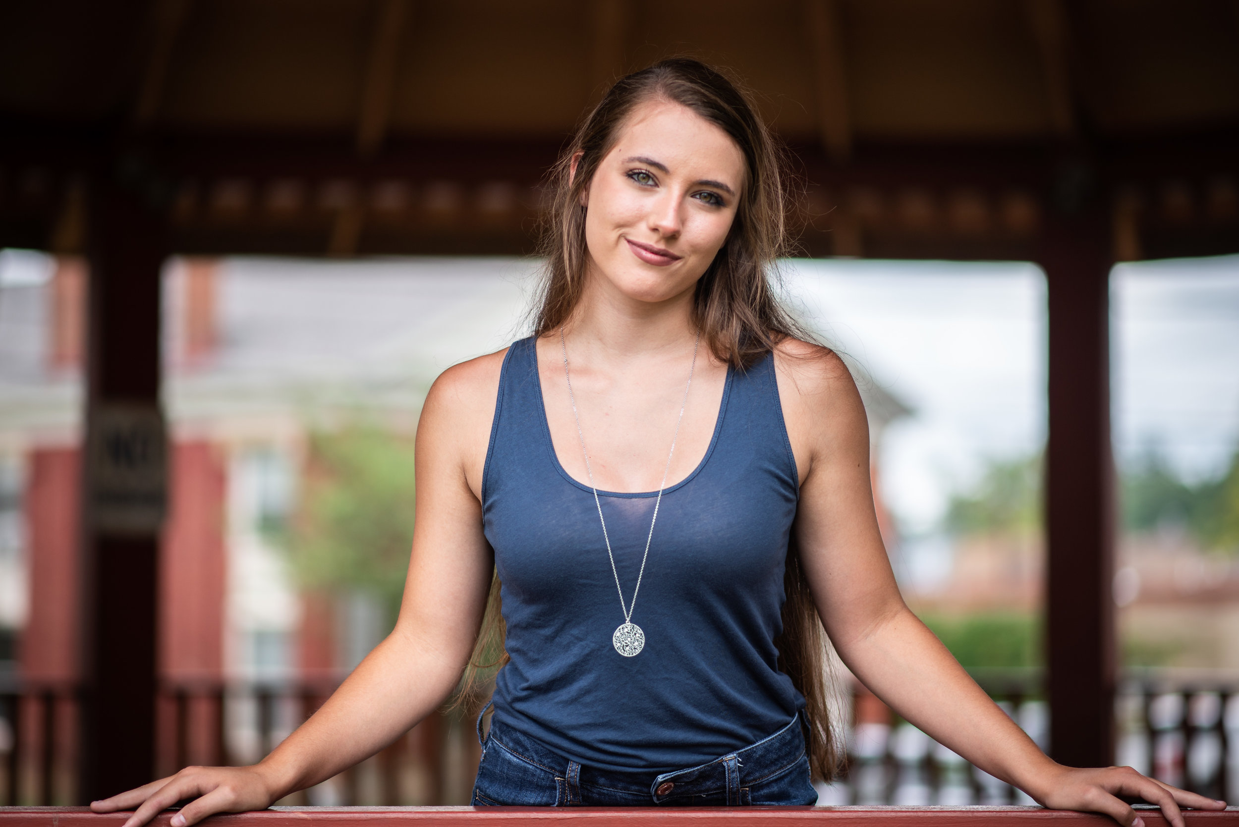 Gazebo graduation portrait in town square of Clarion PA