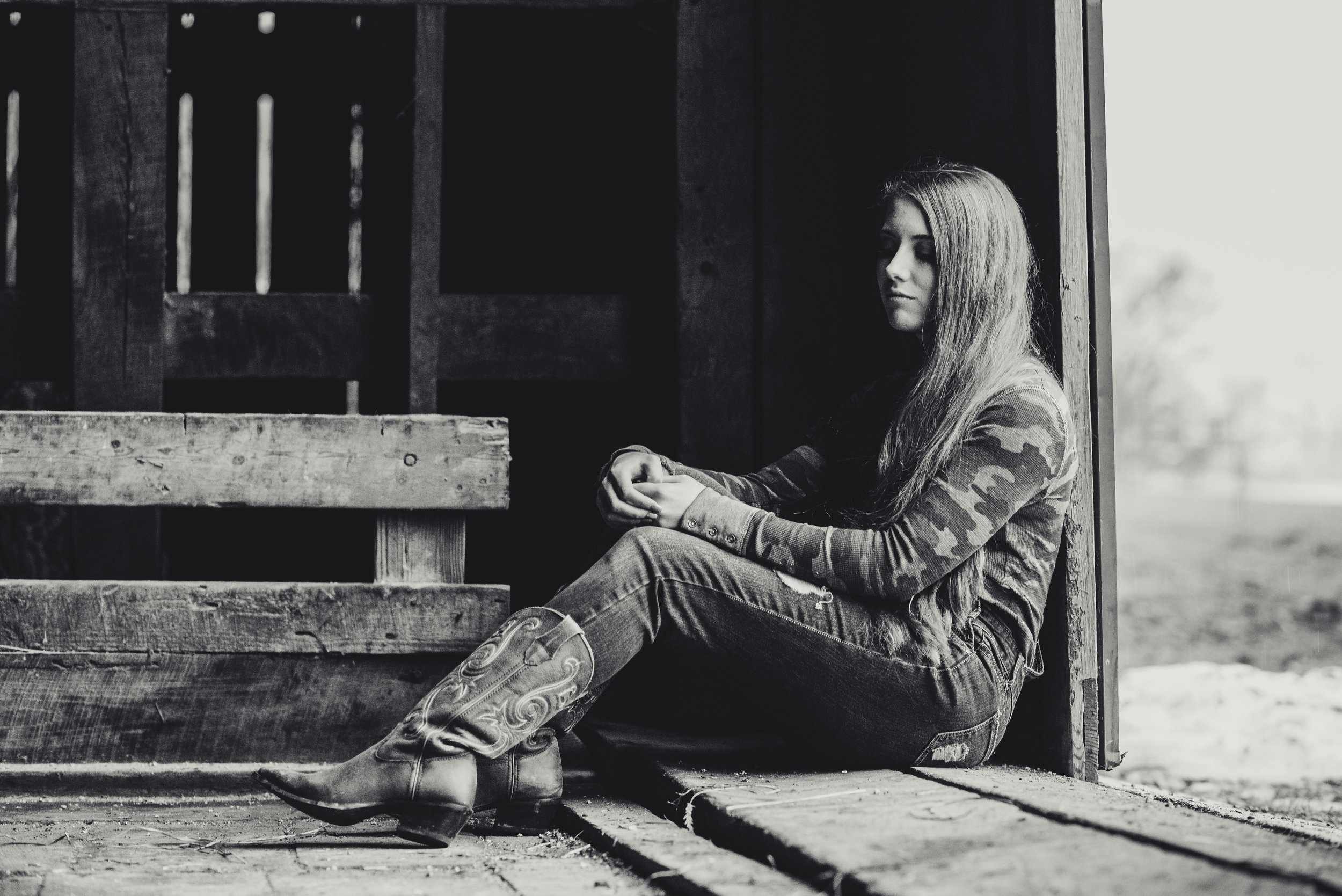 Black and White Long Haired Girl