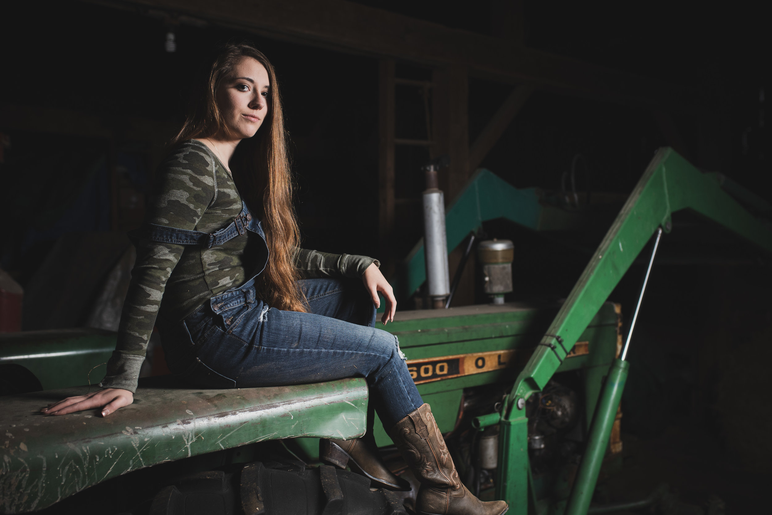 Fashion long hair tractor portrait