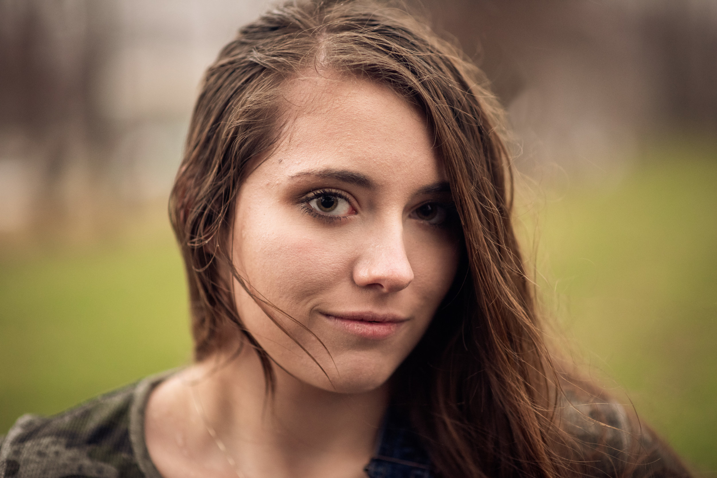 Headshot Portrait of Long-Haired Girl