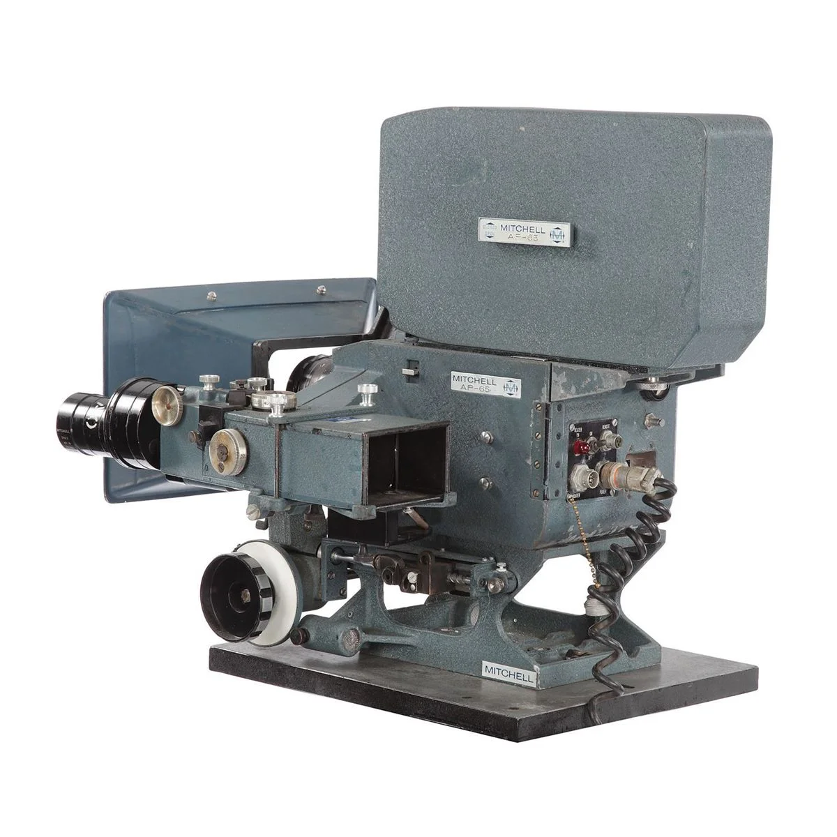 A 65mm Mitchell Todd Ao Camera used in such productions as "Patton". Light enough to be hand-held and used in areal mounts in helicopters.