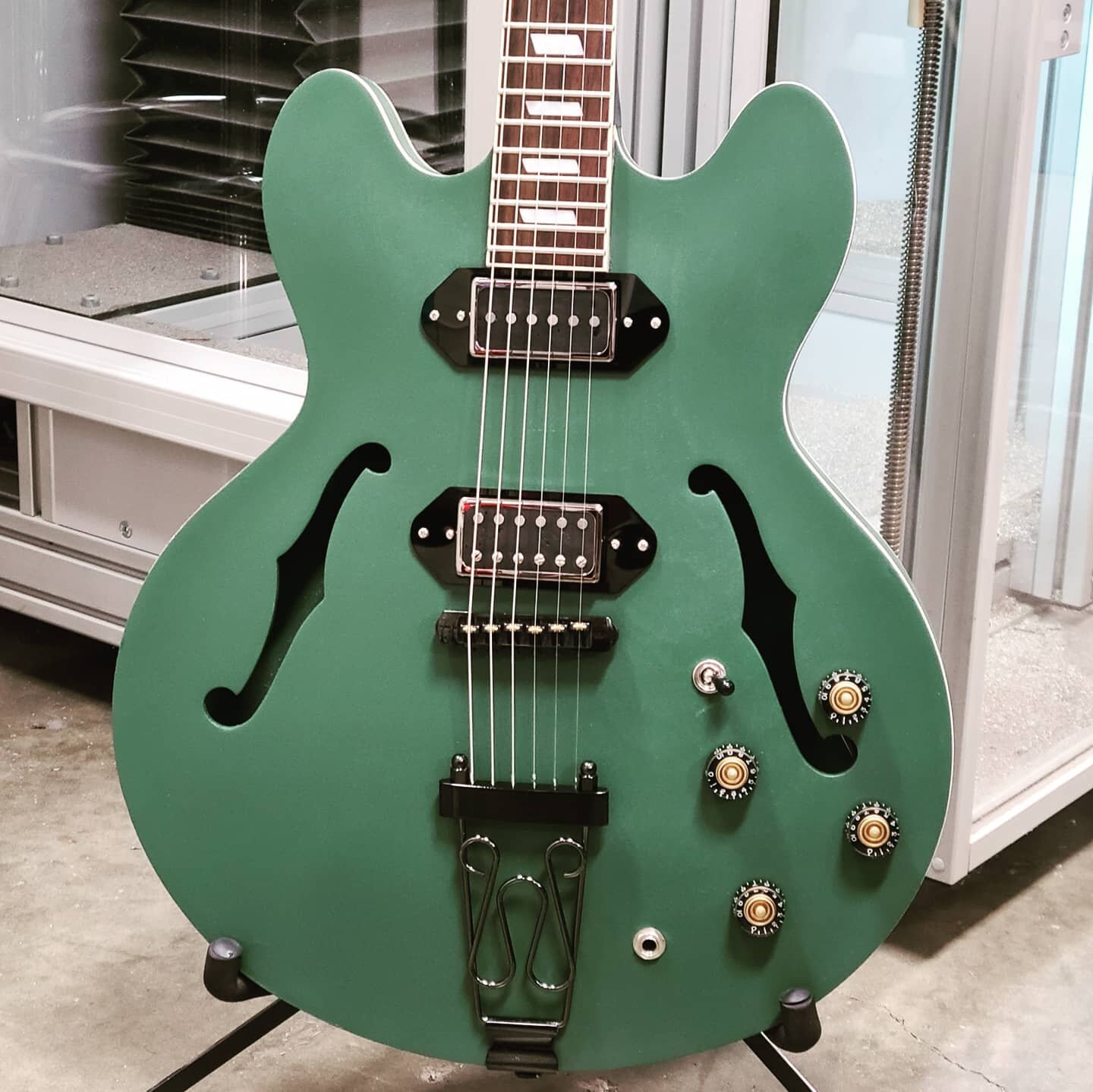 Custom Epiphone Casino Build - Our client bought this bare bones &quot;USED&quot; guitar. Painted it themselves. Brought us a pile of parts and high hopes. I spent the better part of a day routing, drilling, measuring... measuring again, laser cuttin