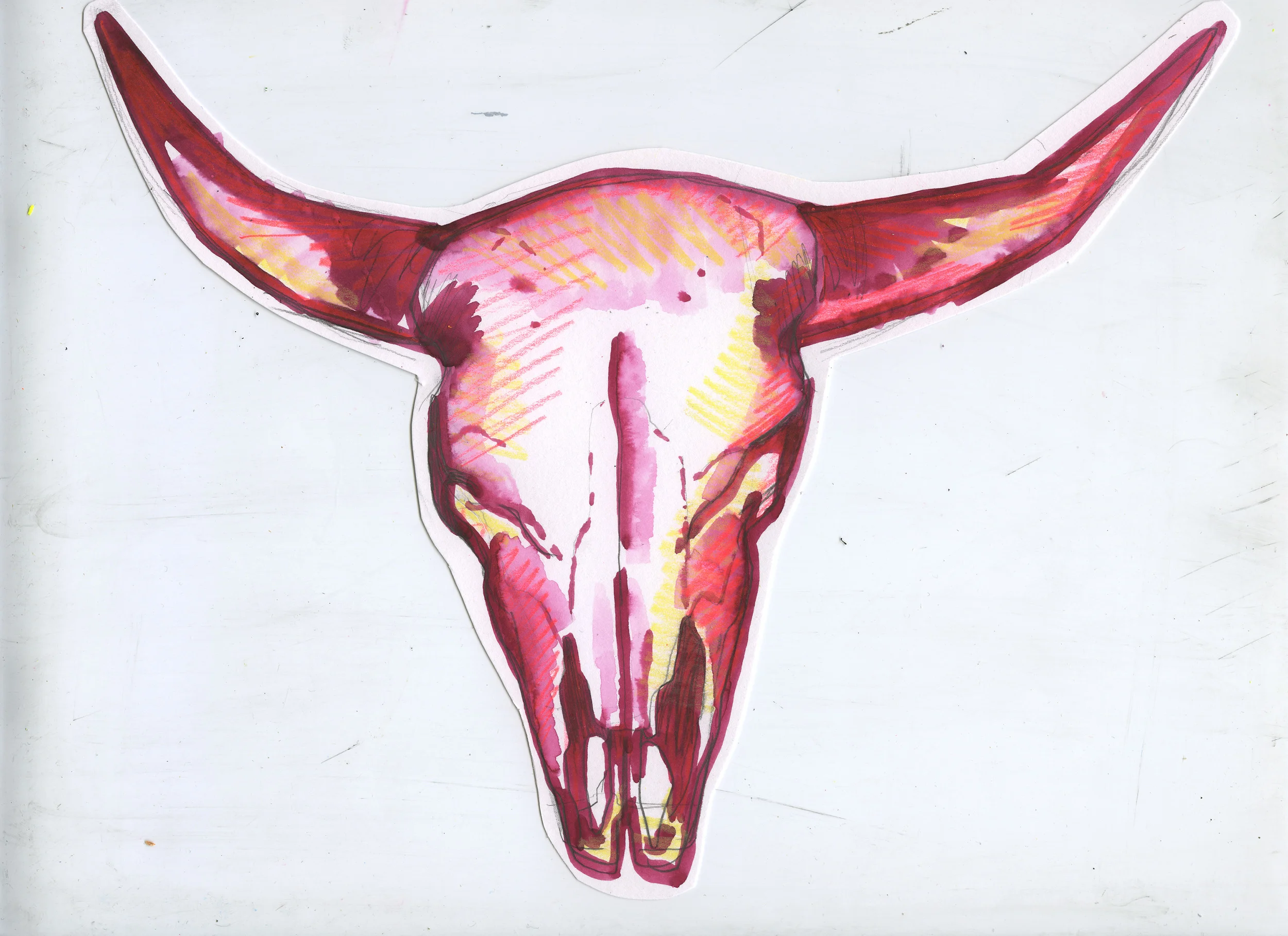 2016. Sketch for the Music Venue project. Dr. Marten's dyes and colored pencil.
