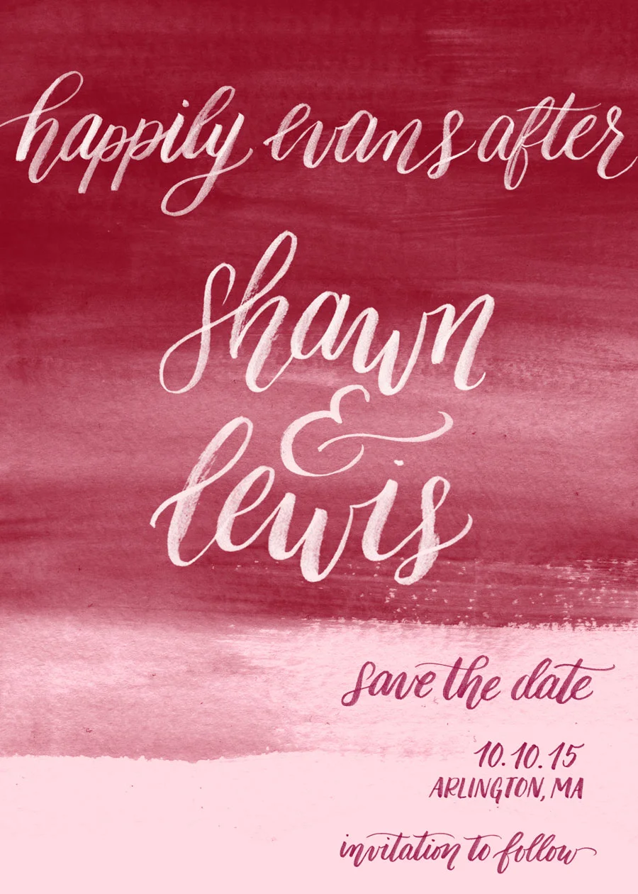 custom hand lettered save-the-date design