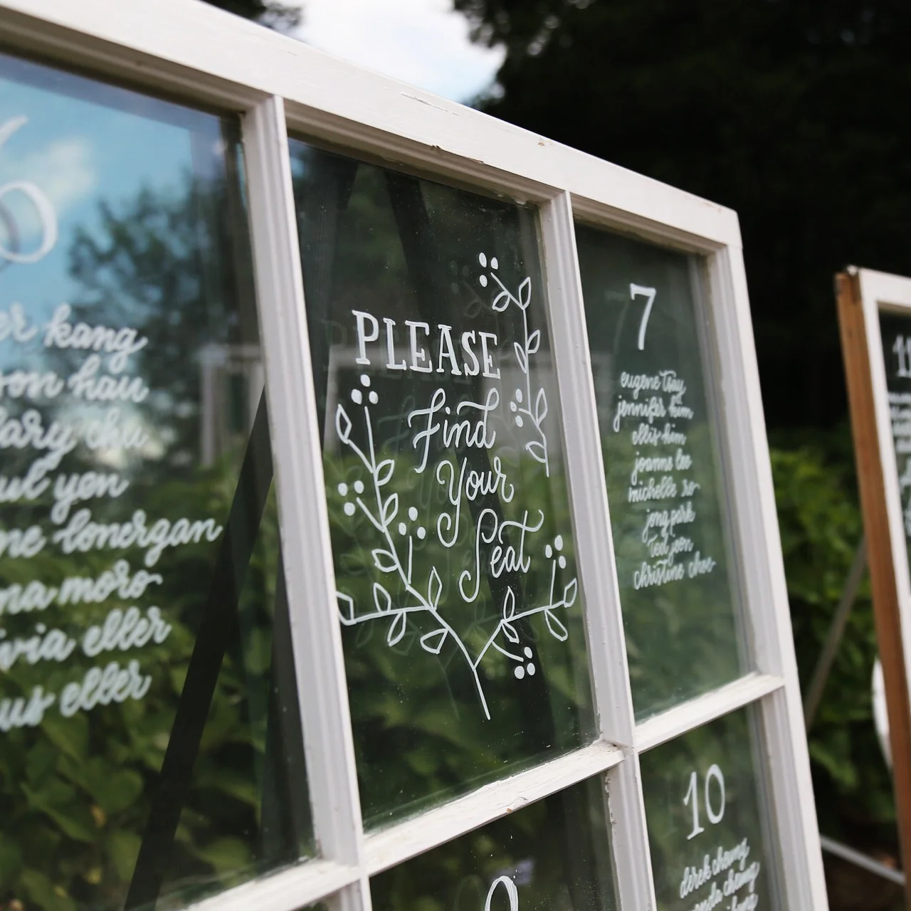 Wedding Signage - Seating Chart on Vintage Windows