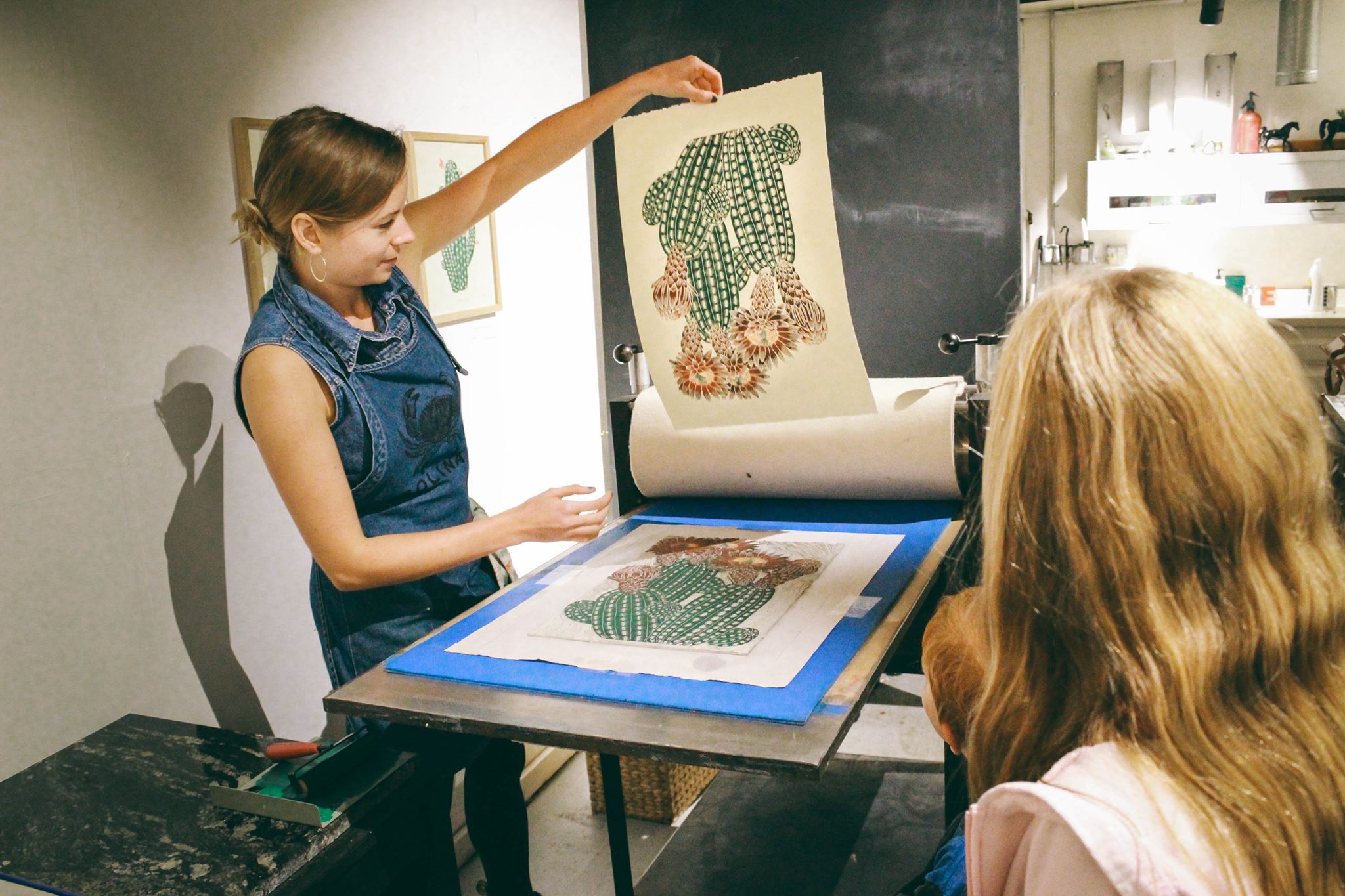 Lily Arnold Printing on the Etching Press