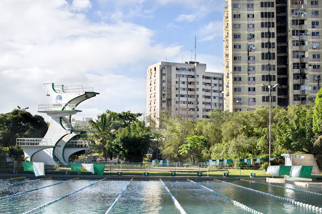 Beira, Mozambique. Public swimming pool in the middle of the city.