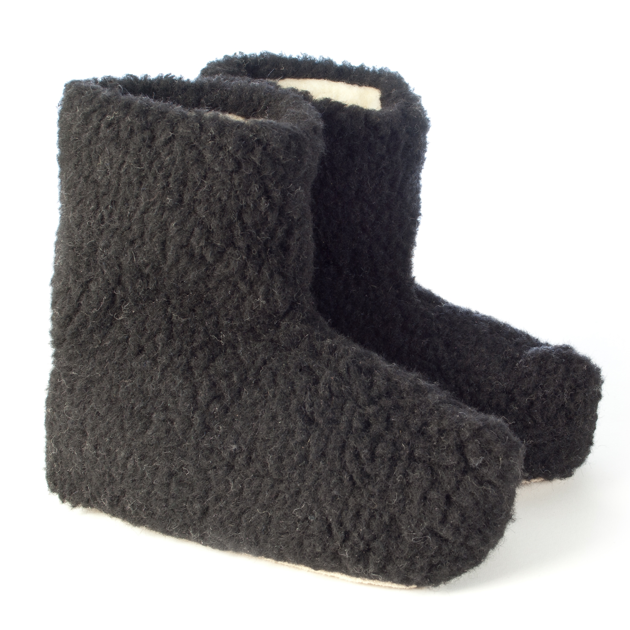 black fluffy slipper boots