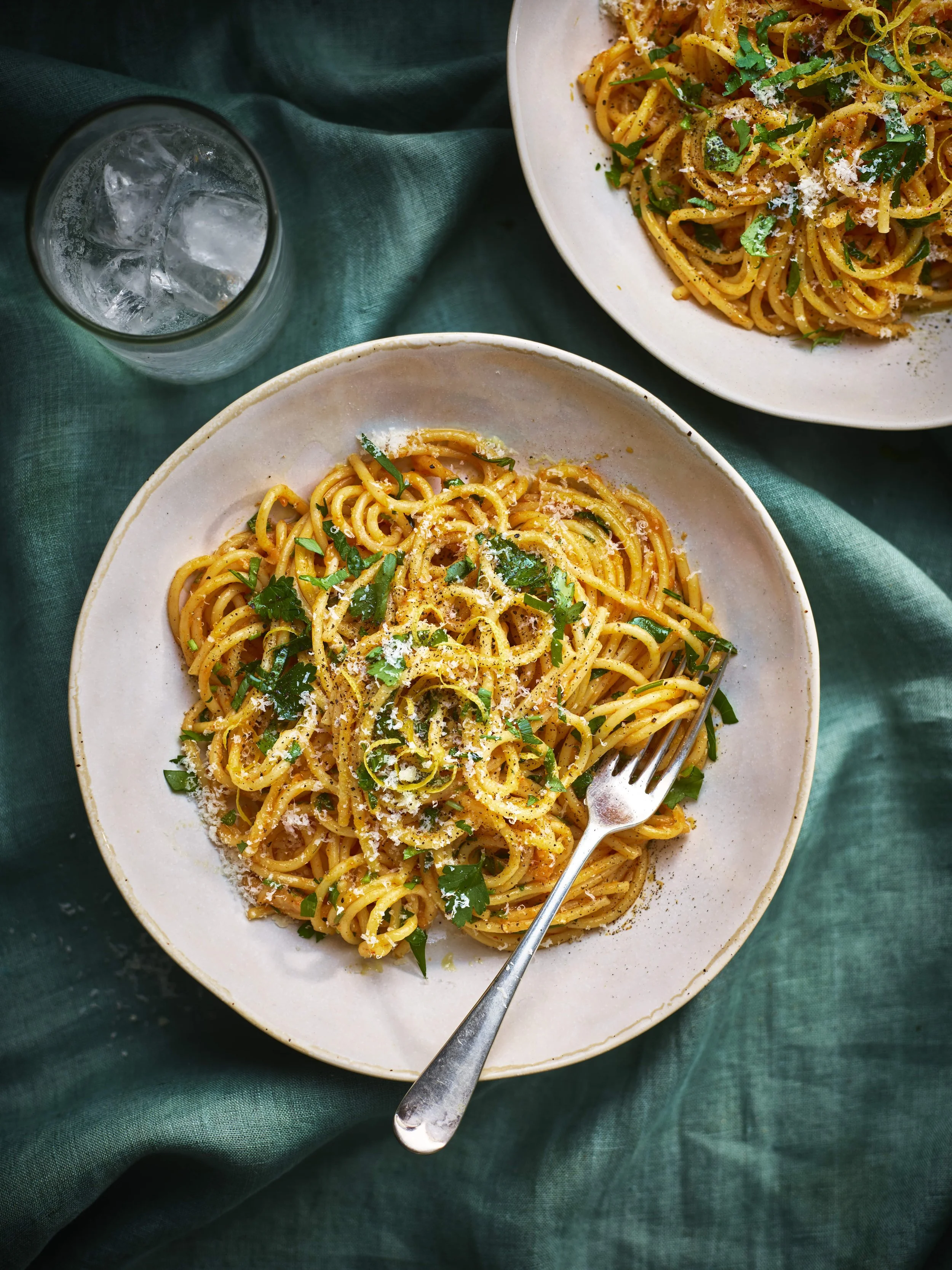Sriracha, lemon and parmesan spaghetti, photo by Tom Regester 