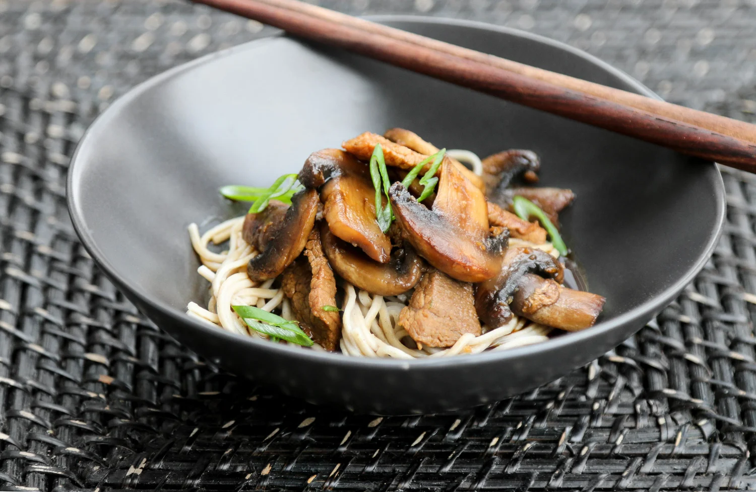 Teriyaki Steak Soba Noodles with Mushrooms