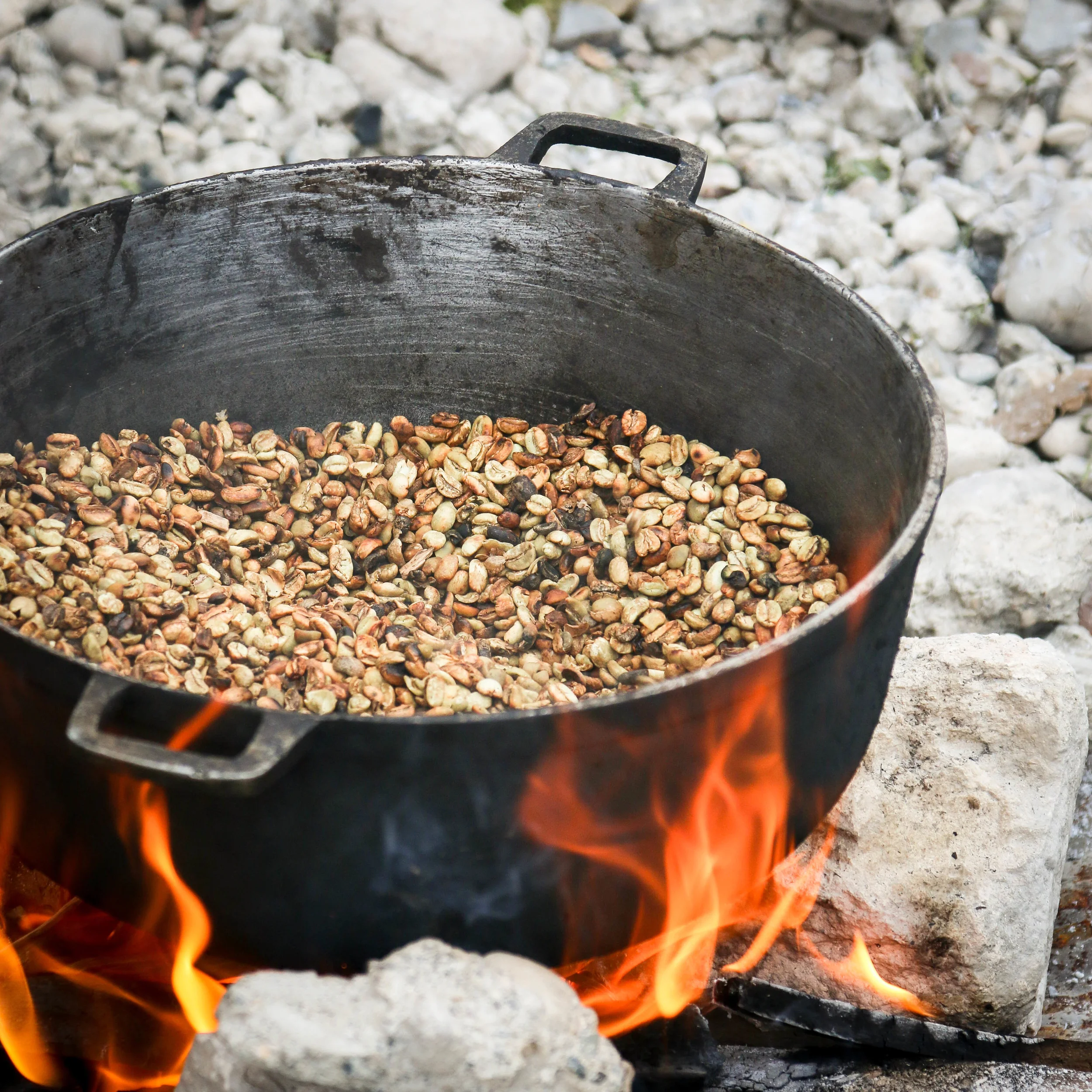 Roasting coffee, the first step in making traditional Haitian coffee...more to come on this in a later post