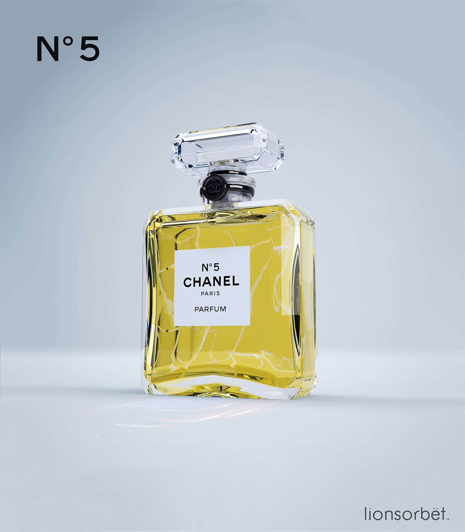 Chanel No5 L'eau Fragrance iconic bottle design, 3D render project Packaging  — Lionsorbet