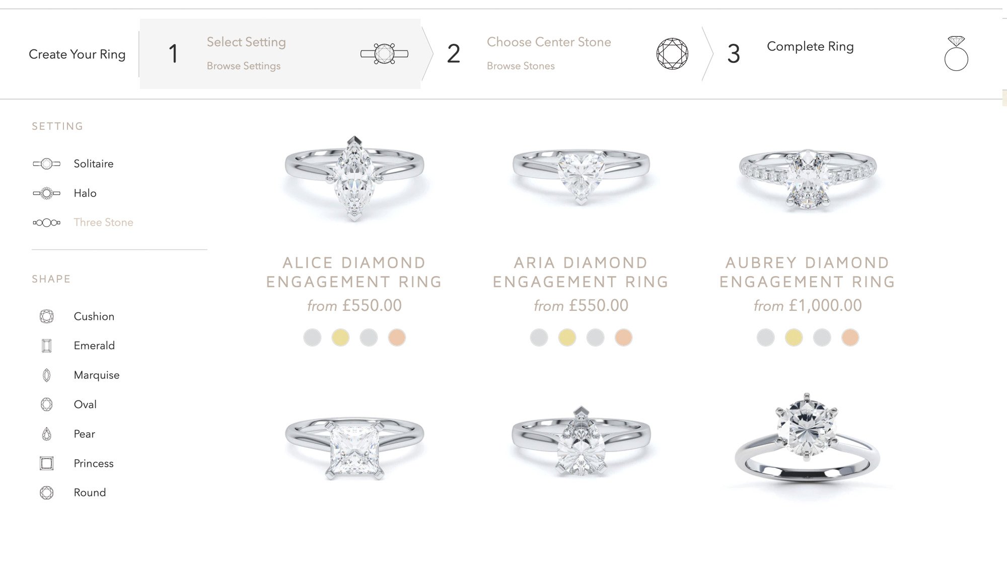 Step 1: Choose your ring design 