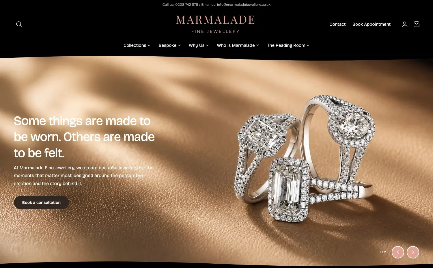 marmalade fine jewellery jewellery website design