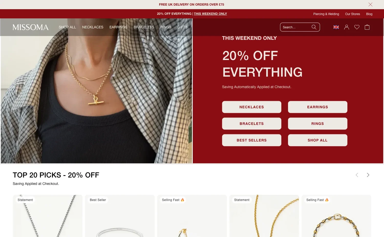 missoma jewellery website design