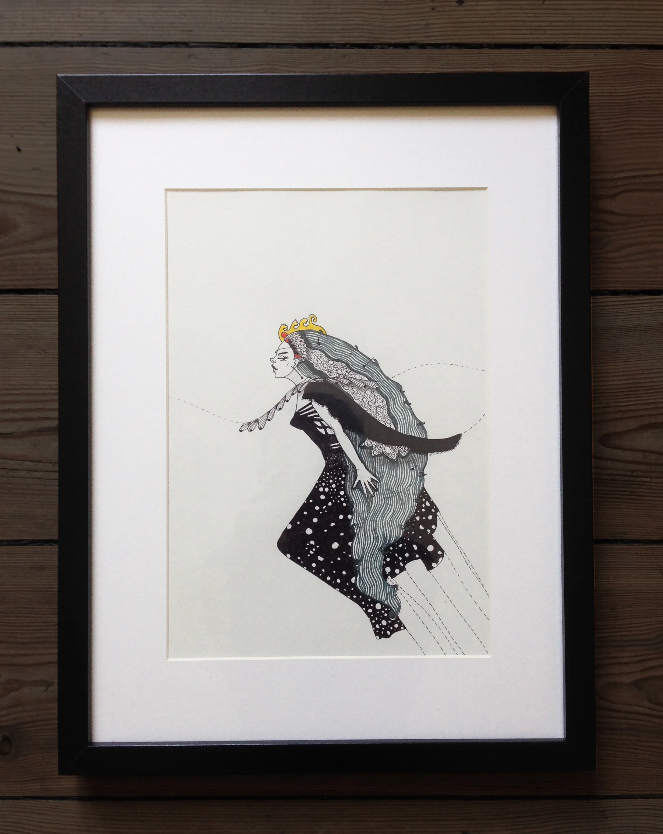 'Queen of the Night' - illustration, ink, marker on paper, 2014