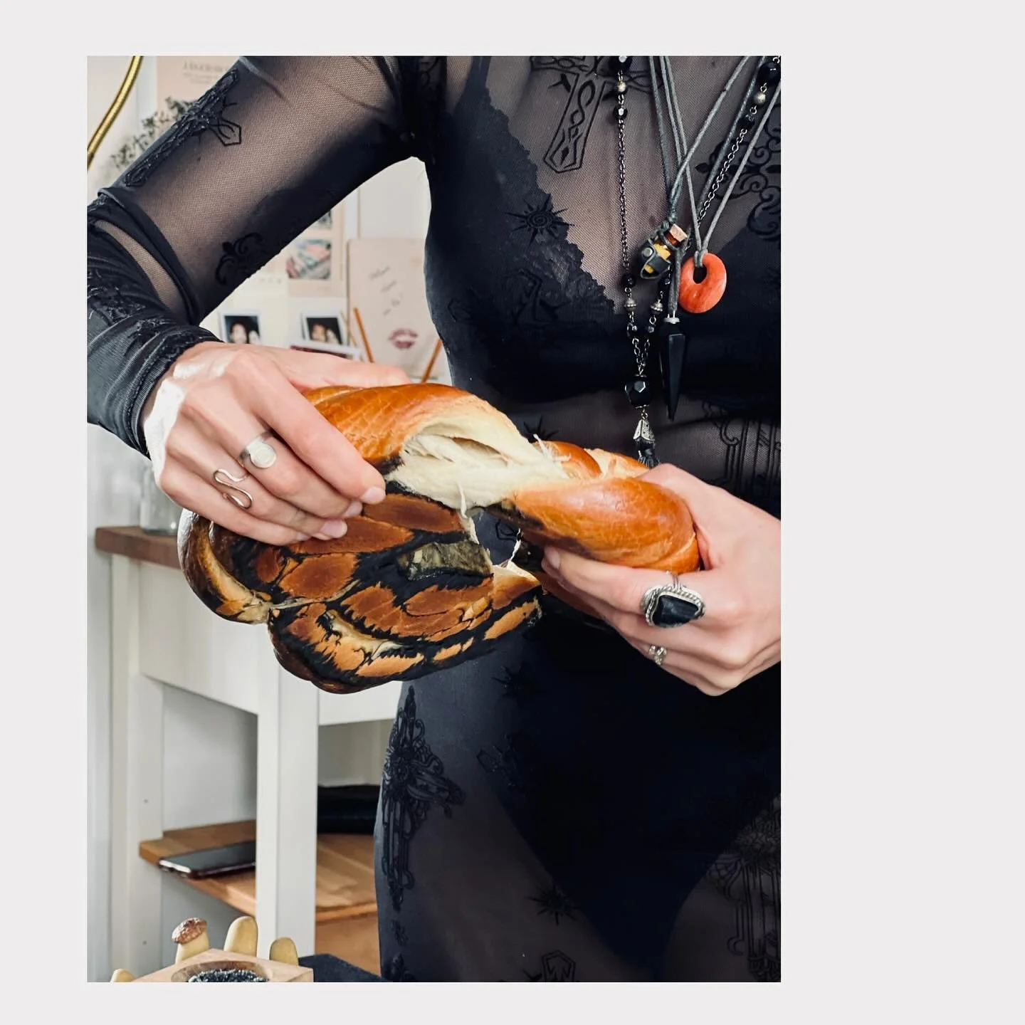 Round as the moon,
Braided with care,
Salt for the spirit,
A spell in the air.

🌓

For the witches&rsquo; brunch, I baked a colac: the Romanian round bread braided for moments that matter. Births, weddings, funerals, feast days. A bread of cycles an