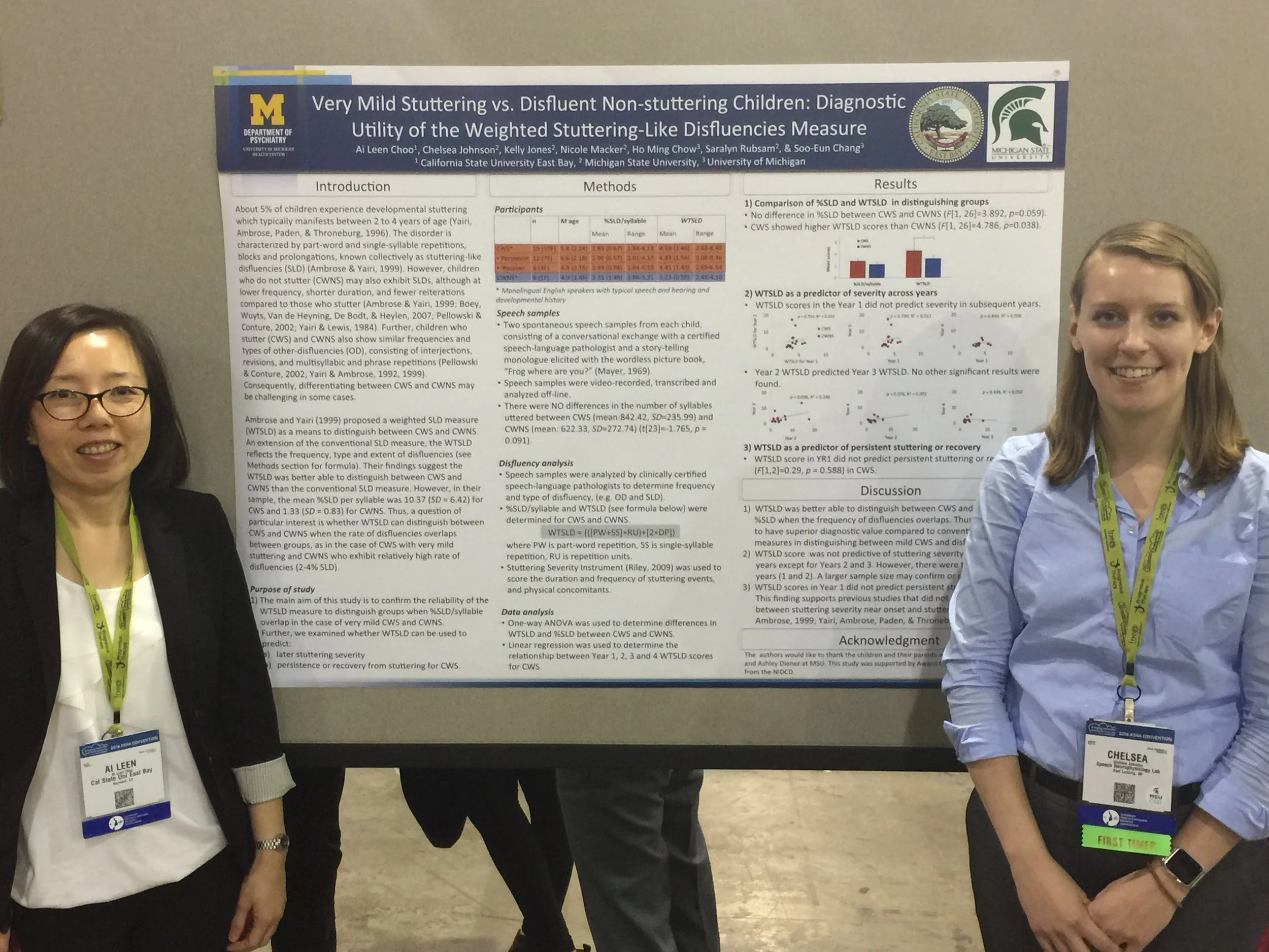 Ai Leen Choo (together with Chelsea Johnson) presenting a poster at ASHA 2016