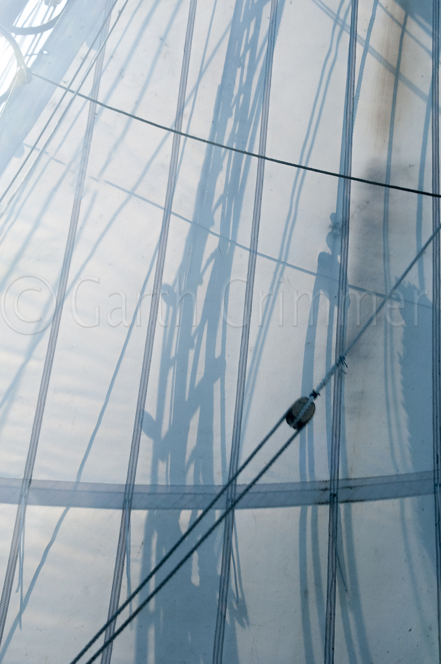 Shadows on the sail of tall ship Lynx