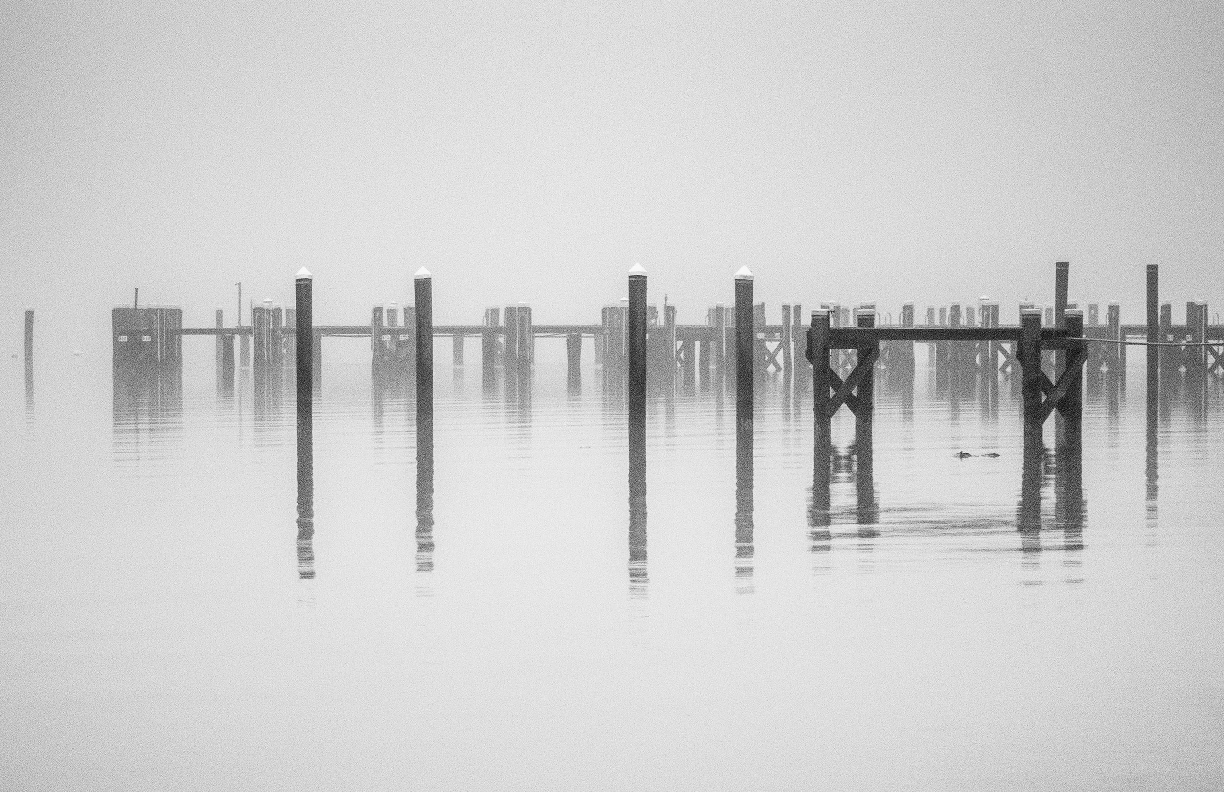 Docks in mist
