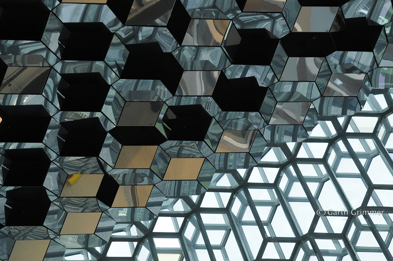 Harpa glass wall and ceiling,  Iceland