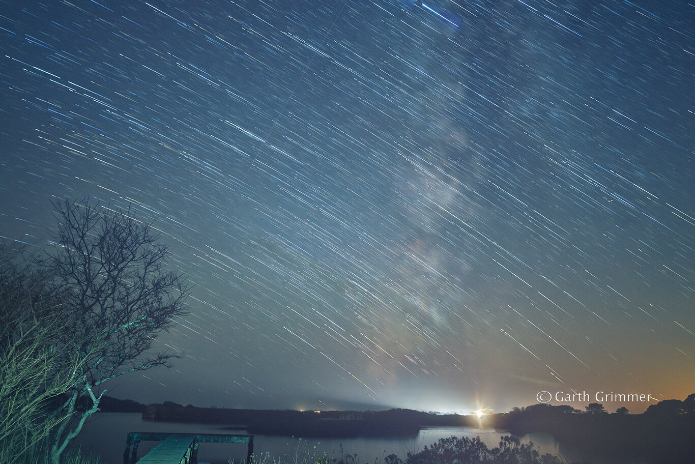 Star trails on Long Pond