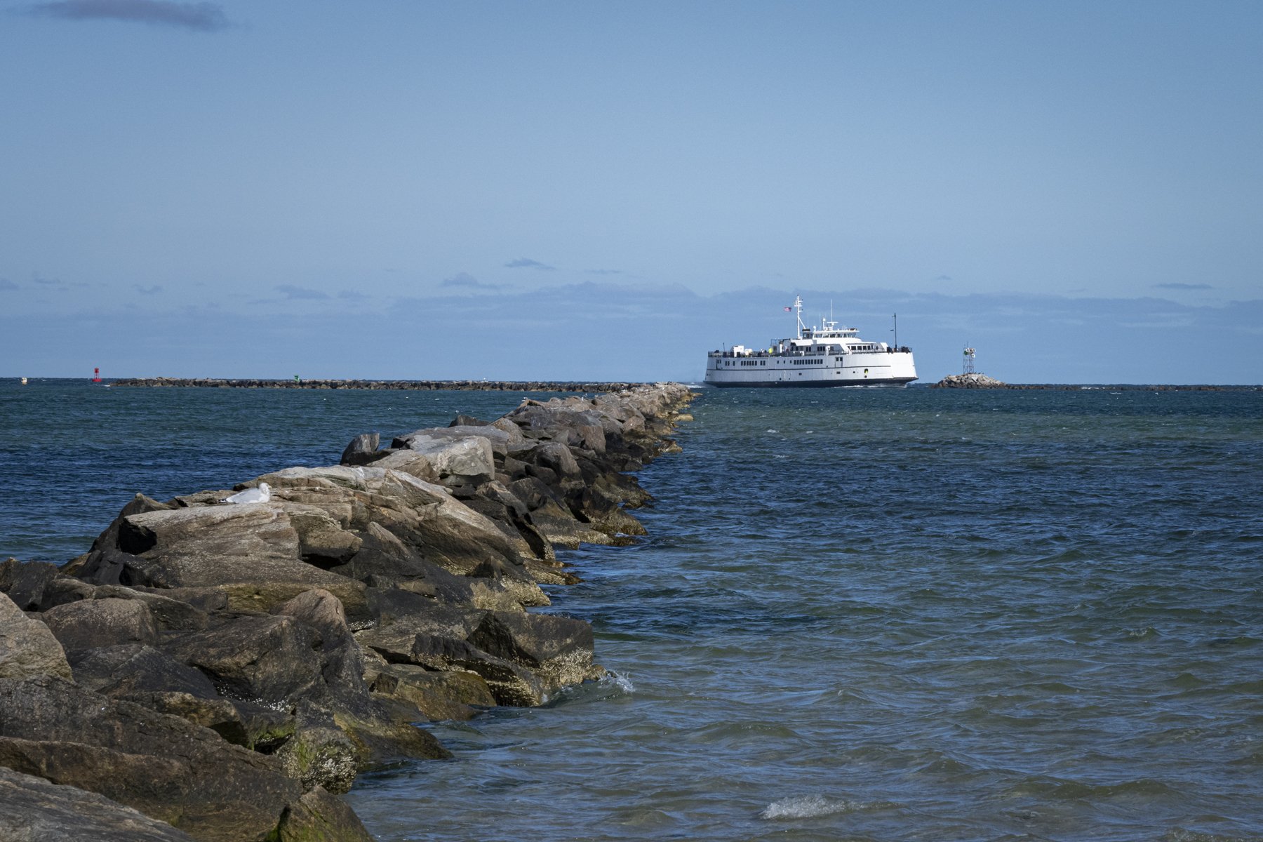 Ferryboat entering Nantucket channel