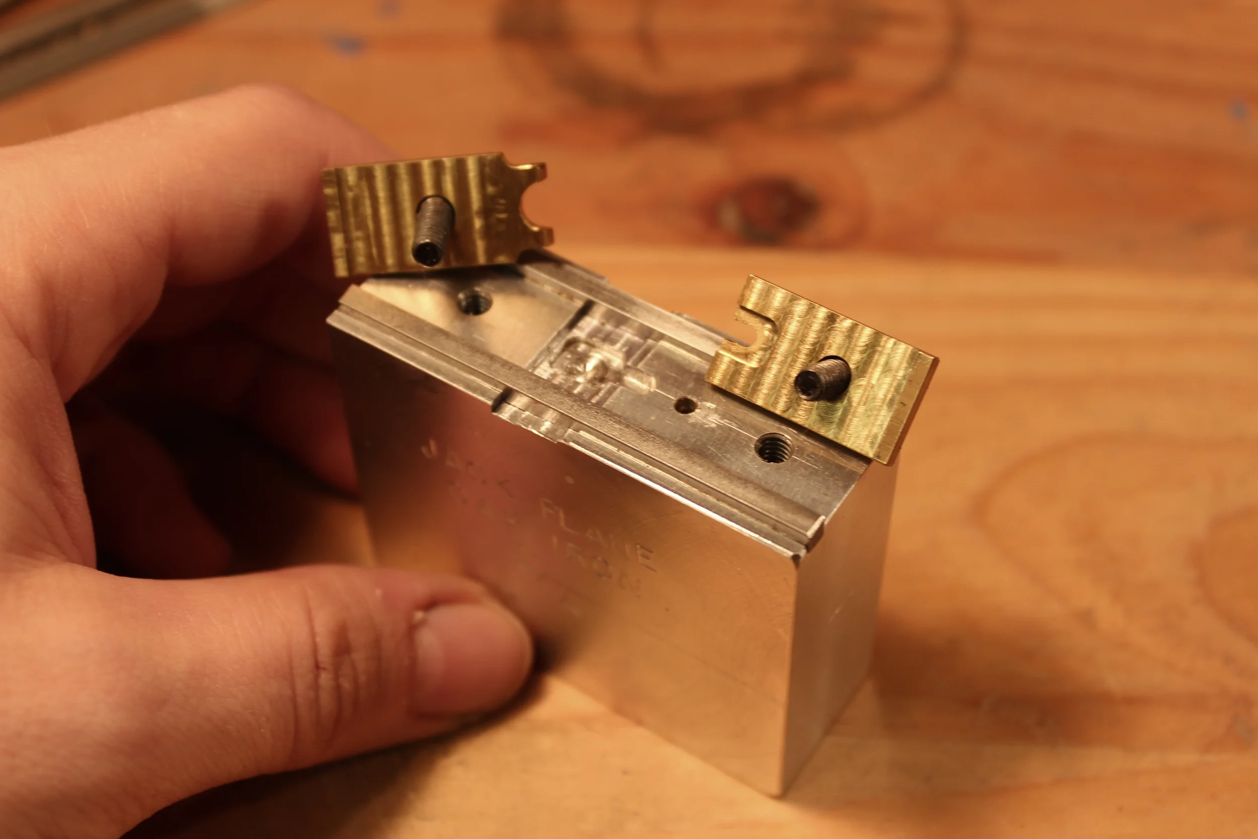 Complete jig with drill clearance milled out