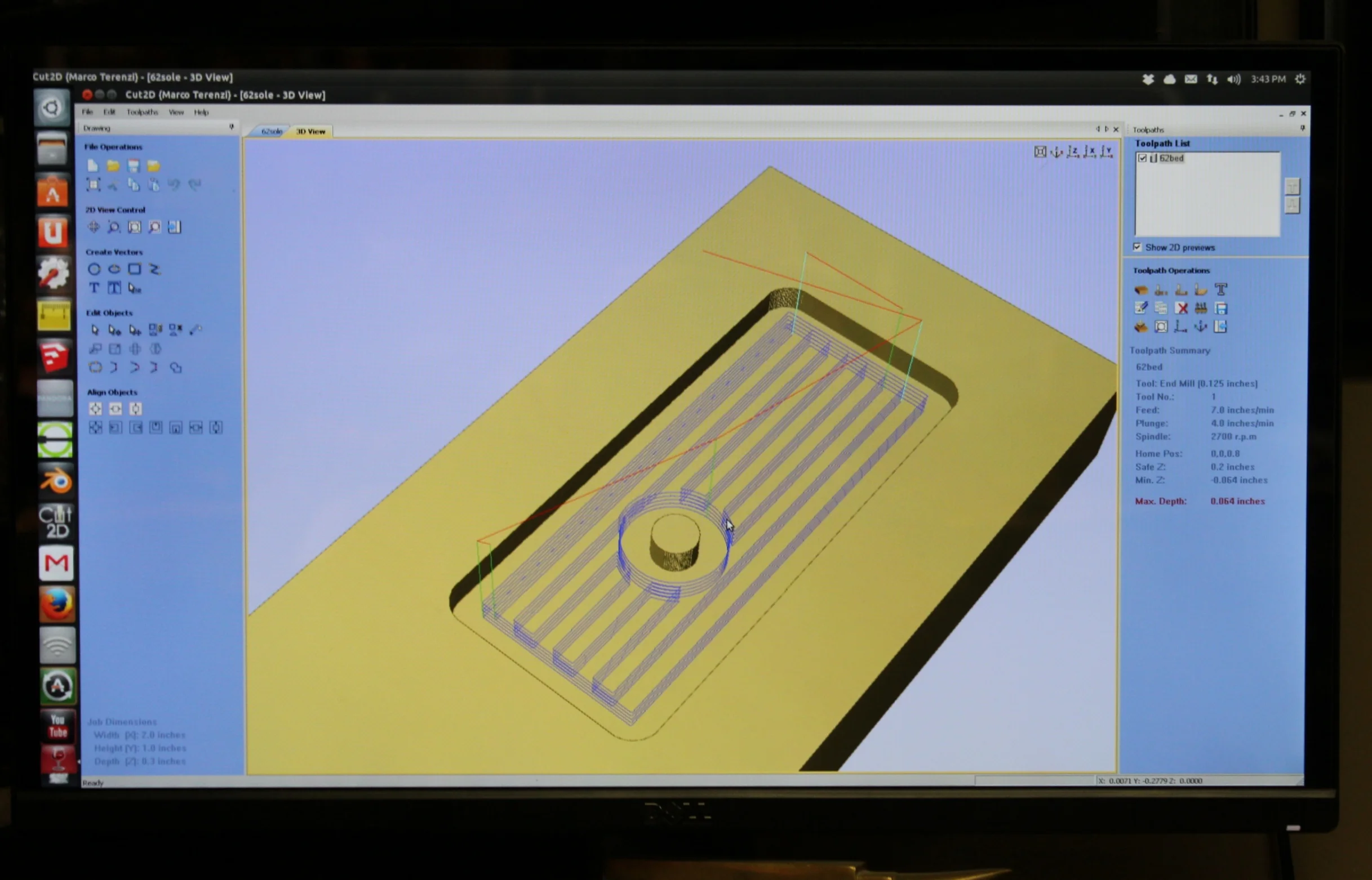 Simulated tool path. 