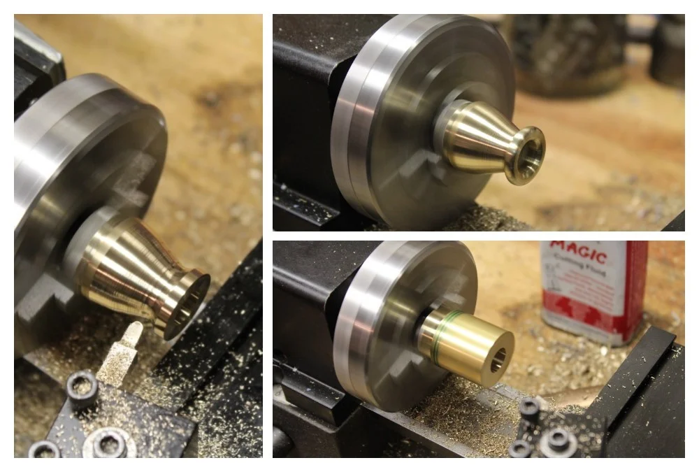 Stages of the brass grommets