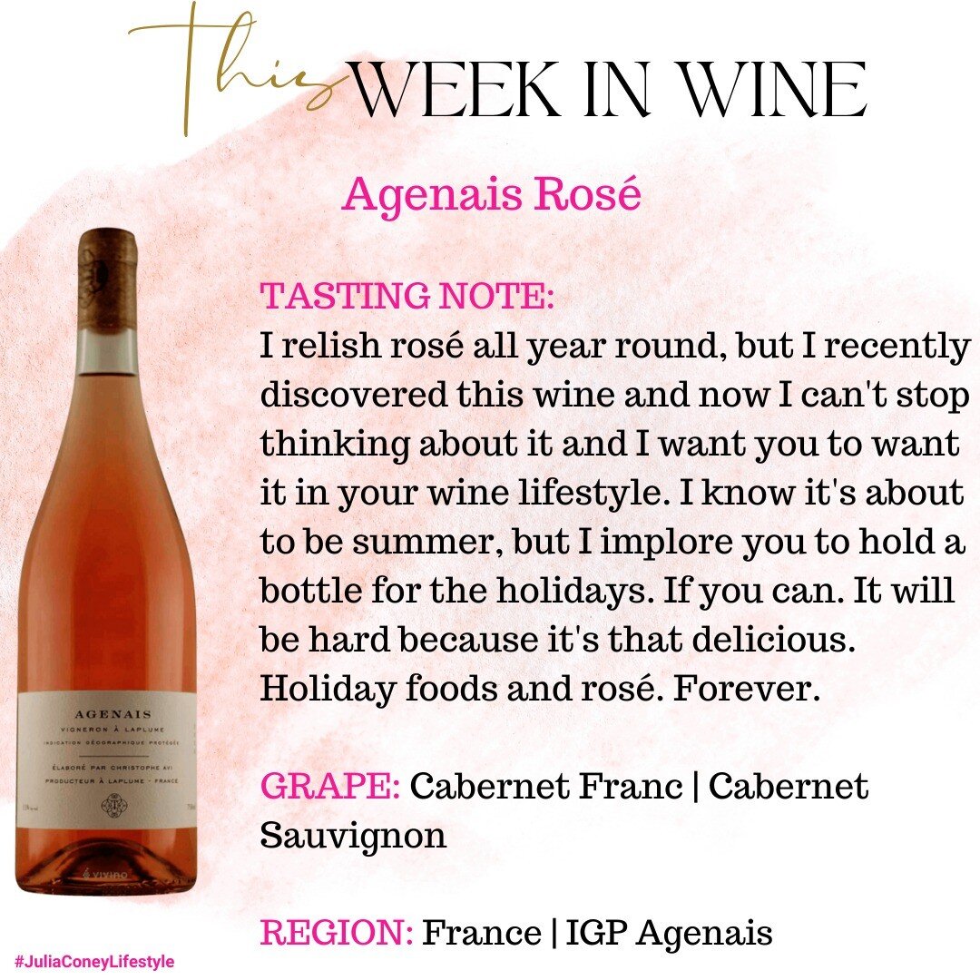 This Week in Wine: Agenais Ros&eacute;

I relish ros&eacute; all year round, but I recently discovered this wine and now I can't stop thinking about it and I want you to want it in your wine lifestyle. I know it's about to be summer, but I implore yo