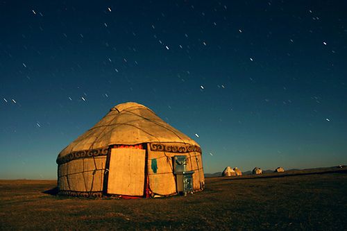 Yurt is a traditional house of Central Asian nomads. It can take only 2 hours to assemble it. Photo by Dave Rawlinson
