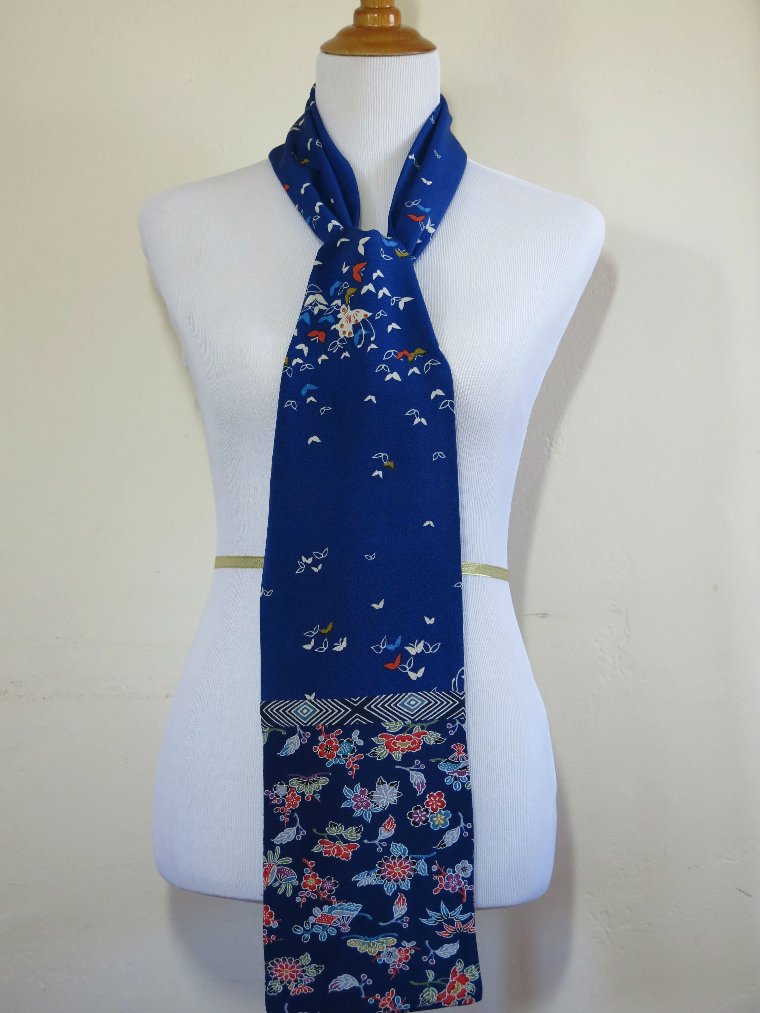 Blue Butterfly Straight Silk Scarf